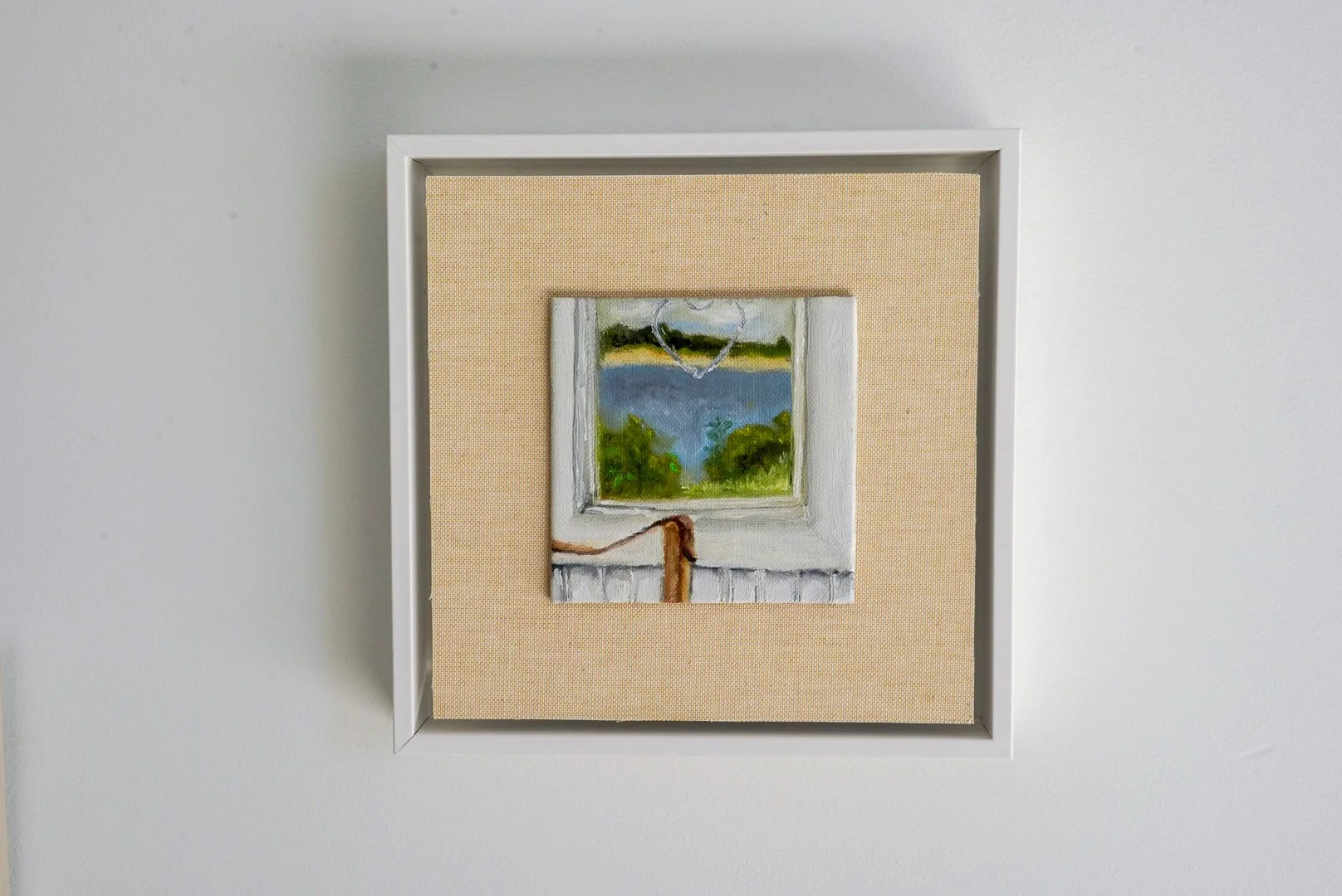 Queen Anne's lace, Oil on linen panel, 10 x 10 cm, with the frame it is 20 x 20 cm