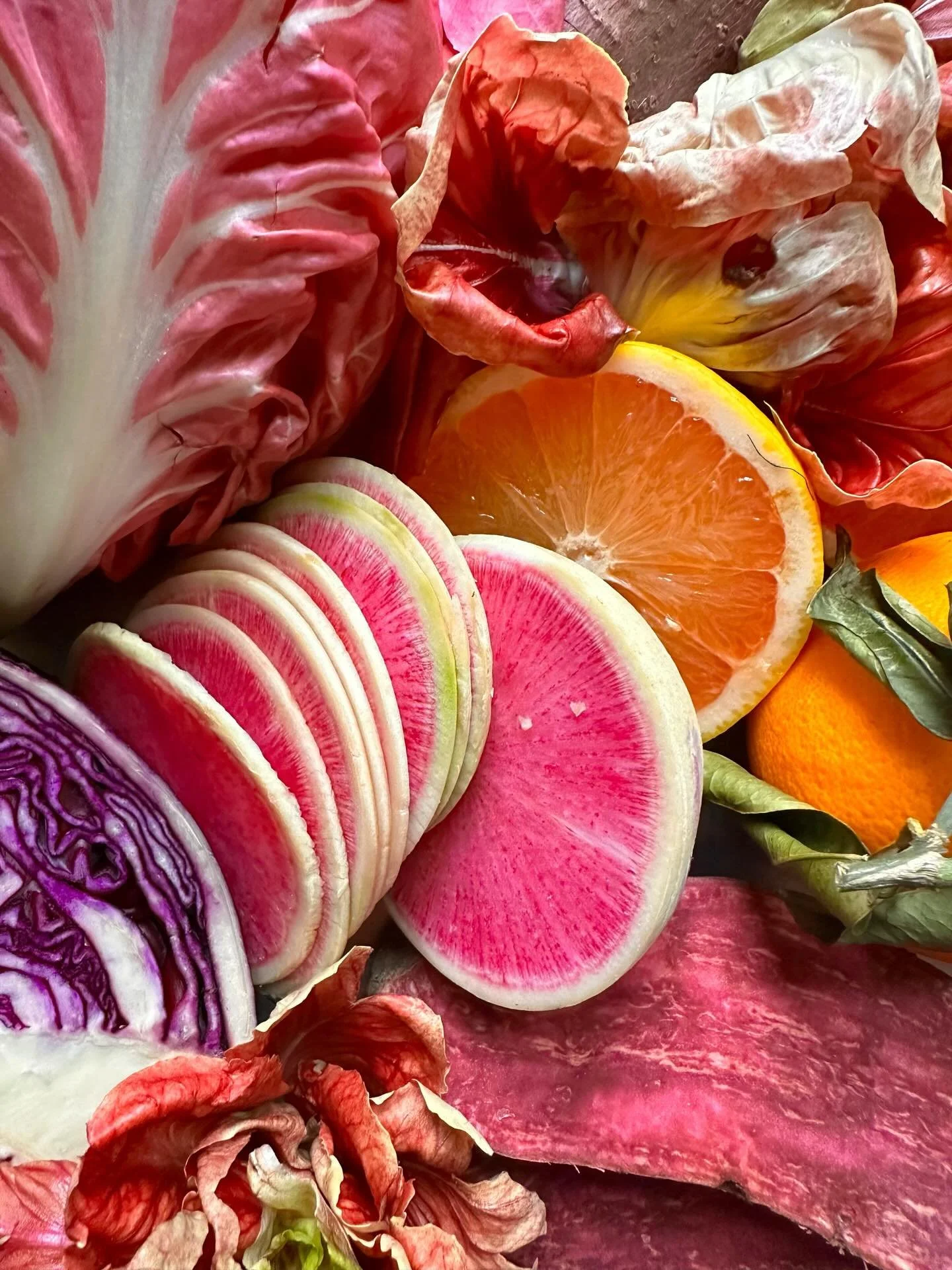 PURPLE &amp; PINK VEG appreciation post.. I&rsquo;m obsessed! 

Who said winter was a boring time for veg? (I have been known too), but I stand corrected. 

Purple sweet potatoes, bitter pink winter leaves, those candy beets 🥹💘

Eating the rainbow 