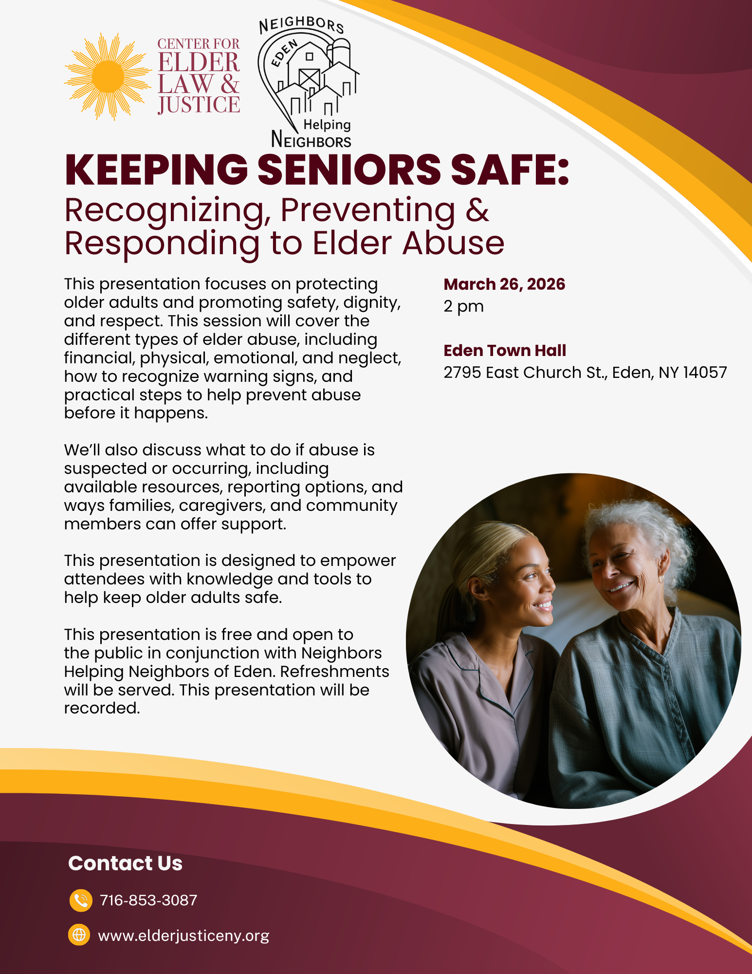 Keeping Seniors Safe: Recognizing, Preventing & Responding to Elder Abuse