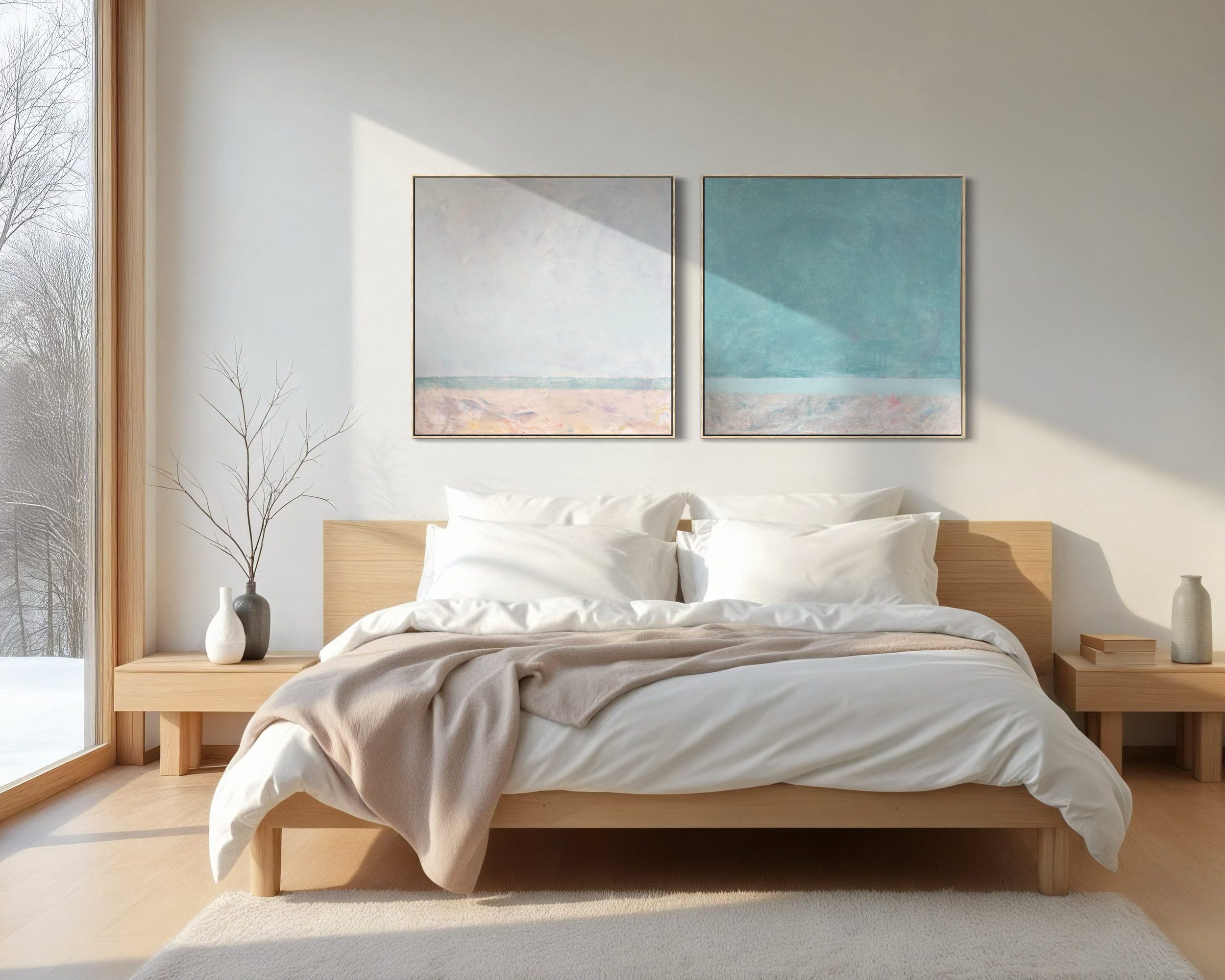 in situ example, two 36x36" paintings