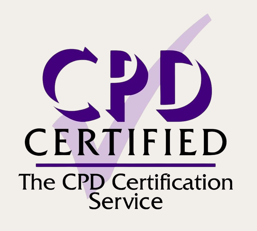 Logo for CPD Certified, The CPD Certification Service, featuring purple and black text with a purple check mark in the background.