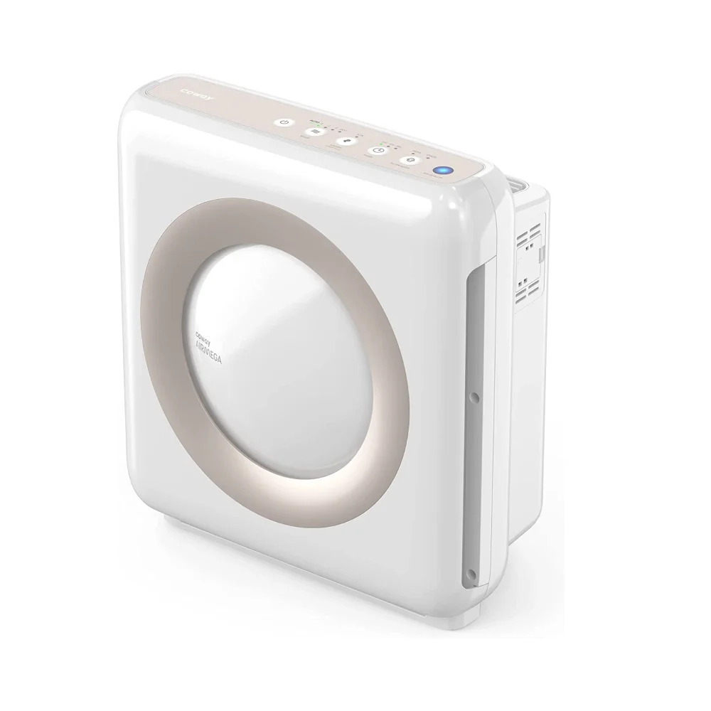 Small white rectangular air purifier with rounded opening