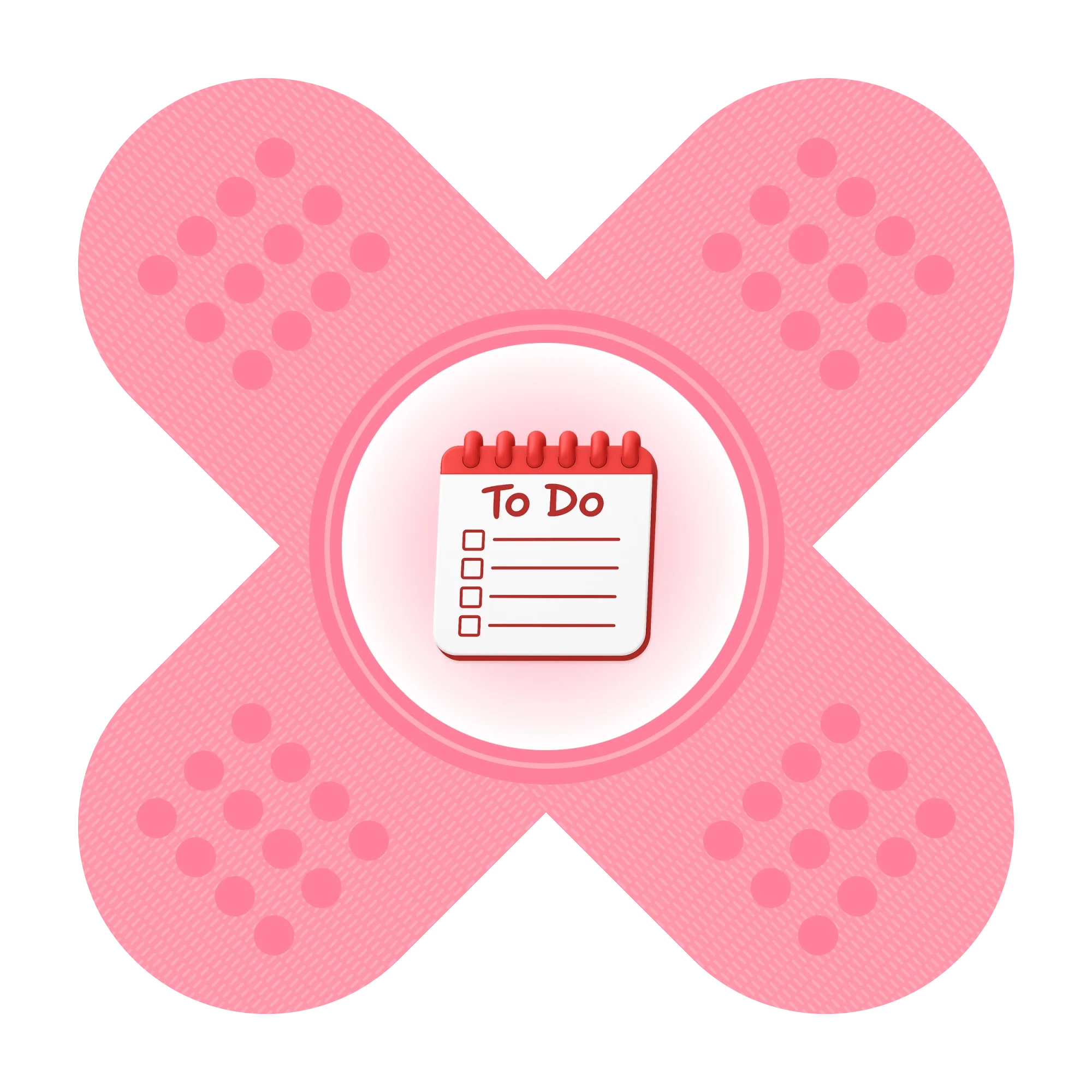  Red-pink patch bandage with a to-do list icon in the center, symbolizing the Plan Ahead habit in the patchOS system. 