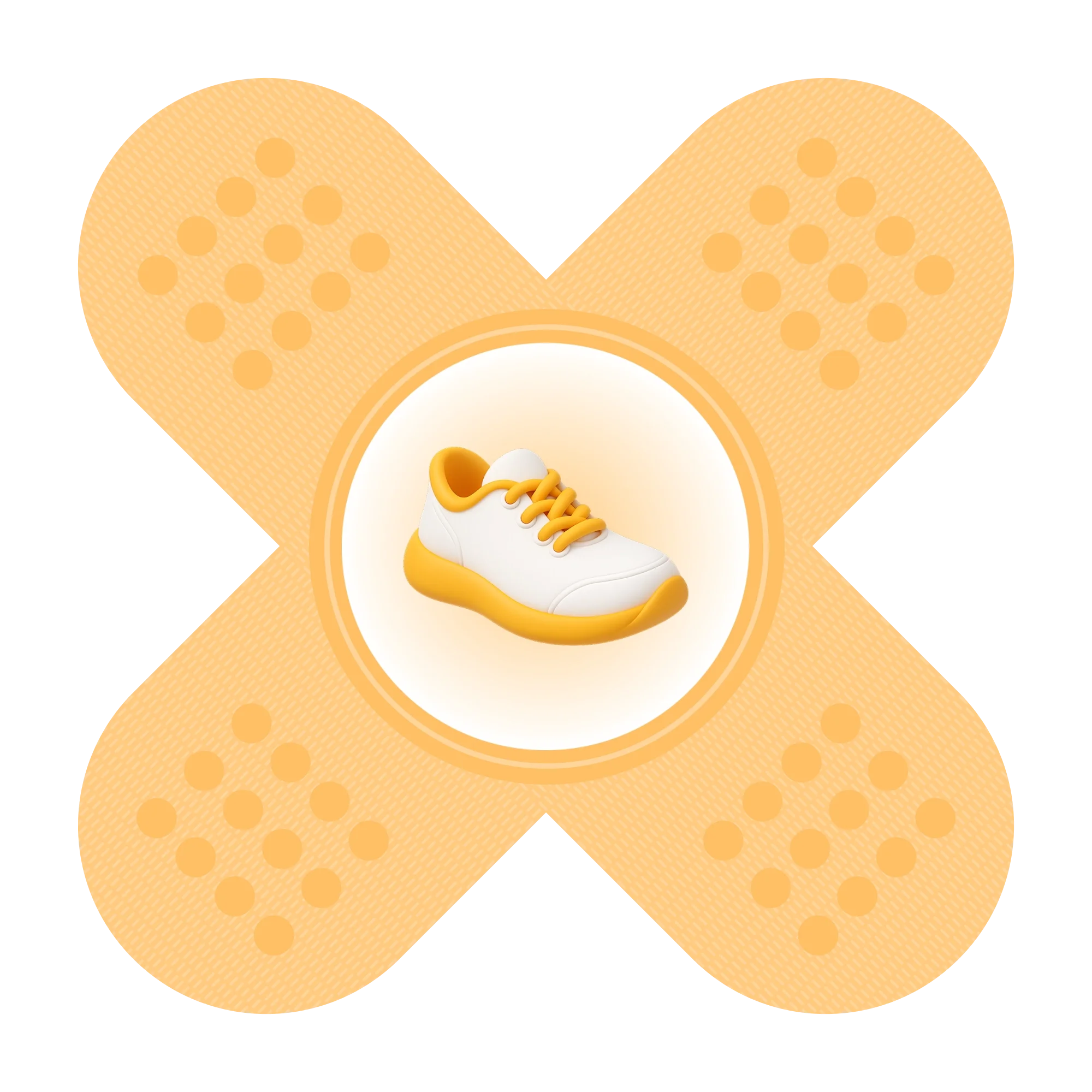  Orange patch bandage with a sneaker in the center, highlighting the Move Often habit and physical activity in patchOS. 