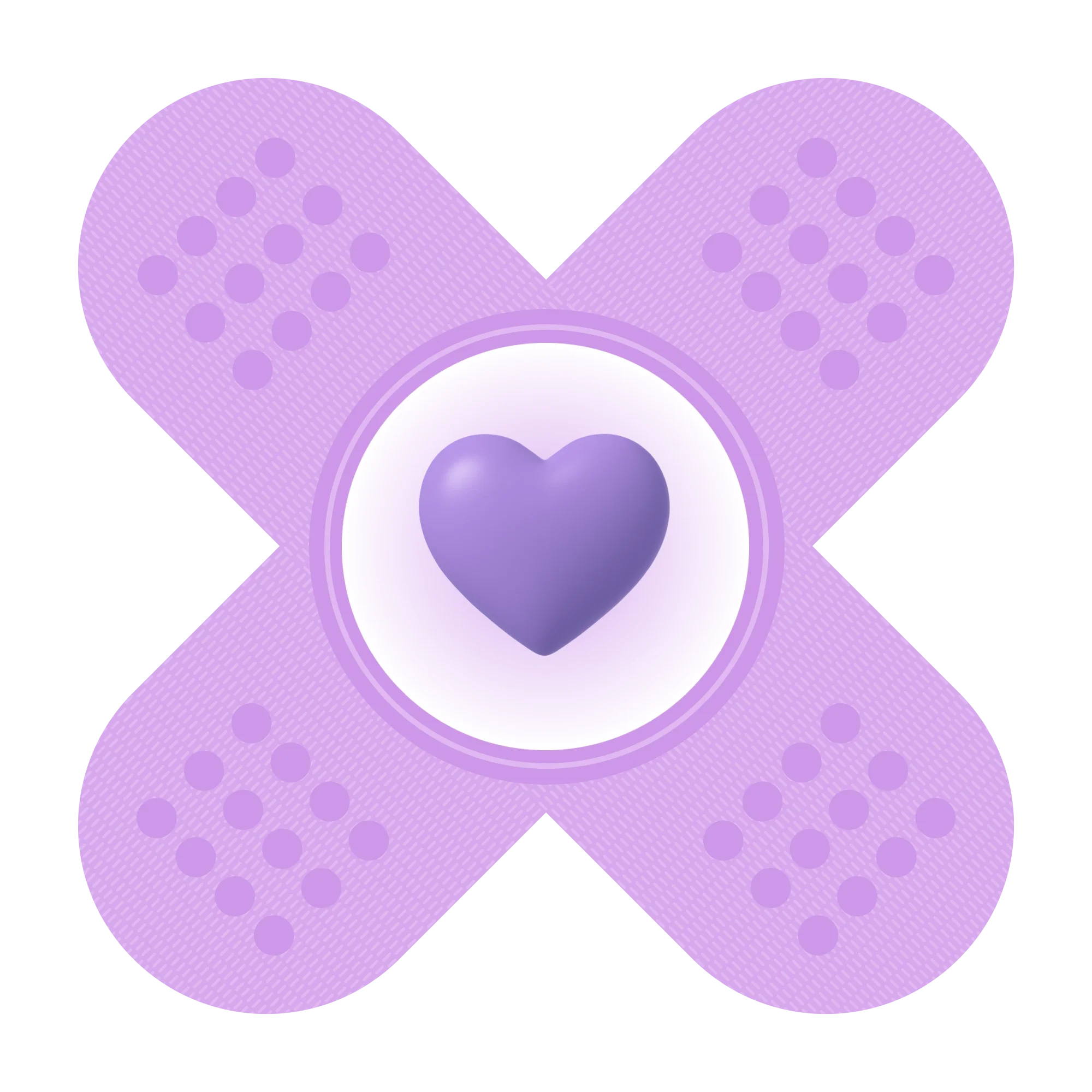  Purple patch bandage with a heart icon in the center, representing the Love More habit and social connection in patchOS. 