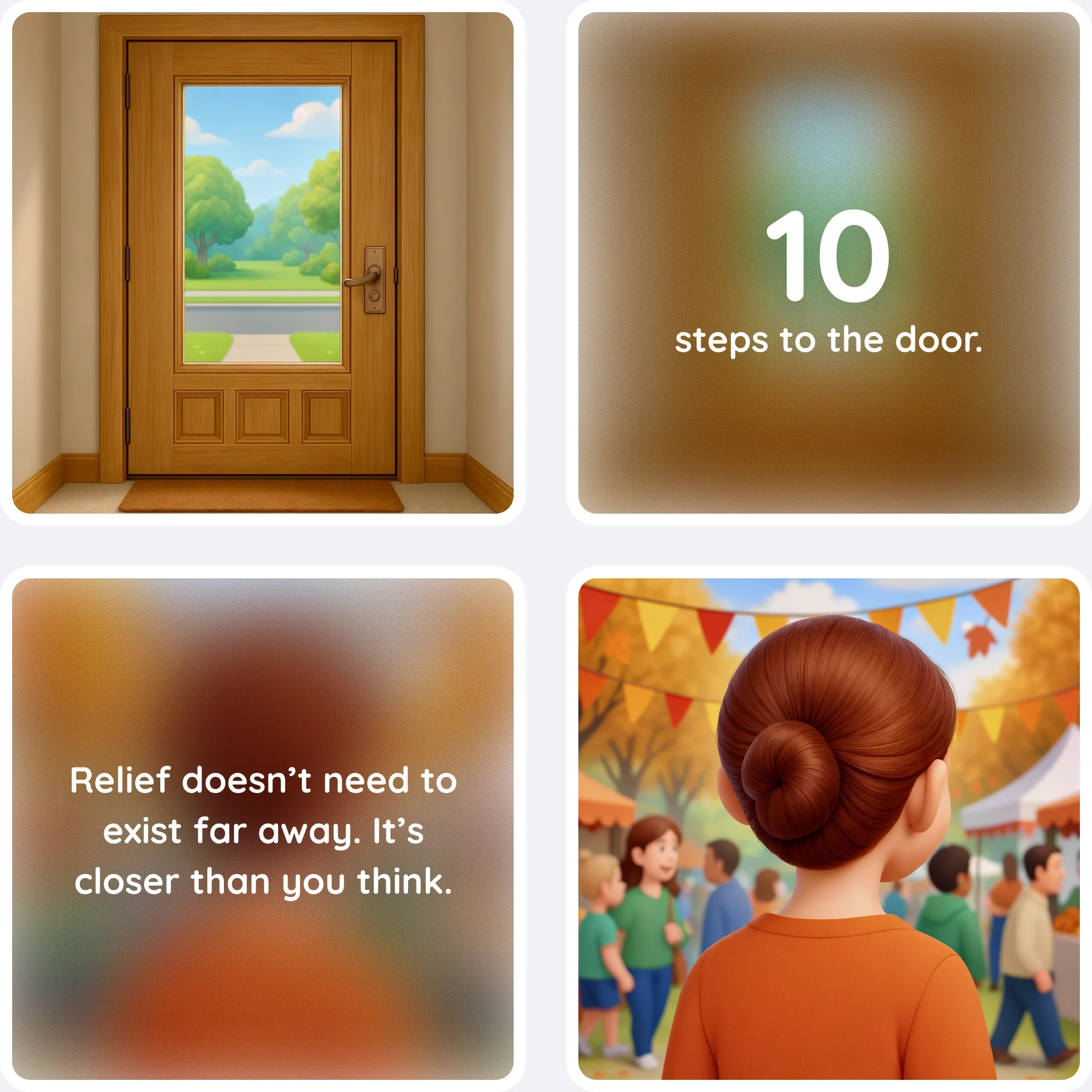  A door appears with text suggesting relief is closer than it seems. 