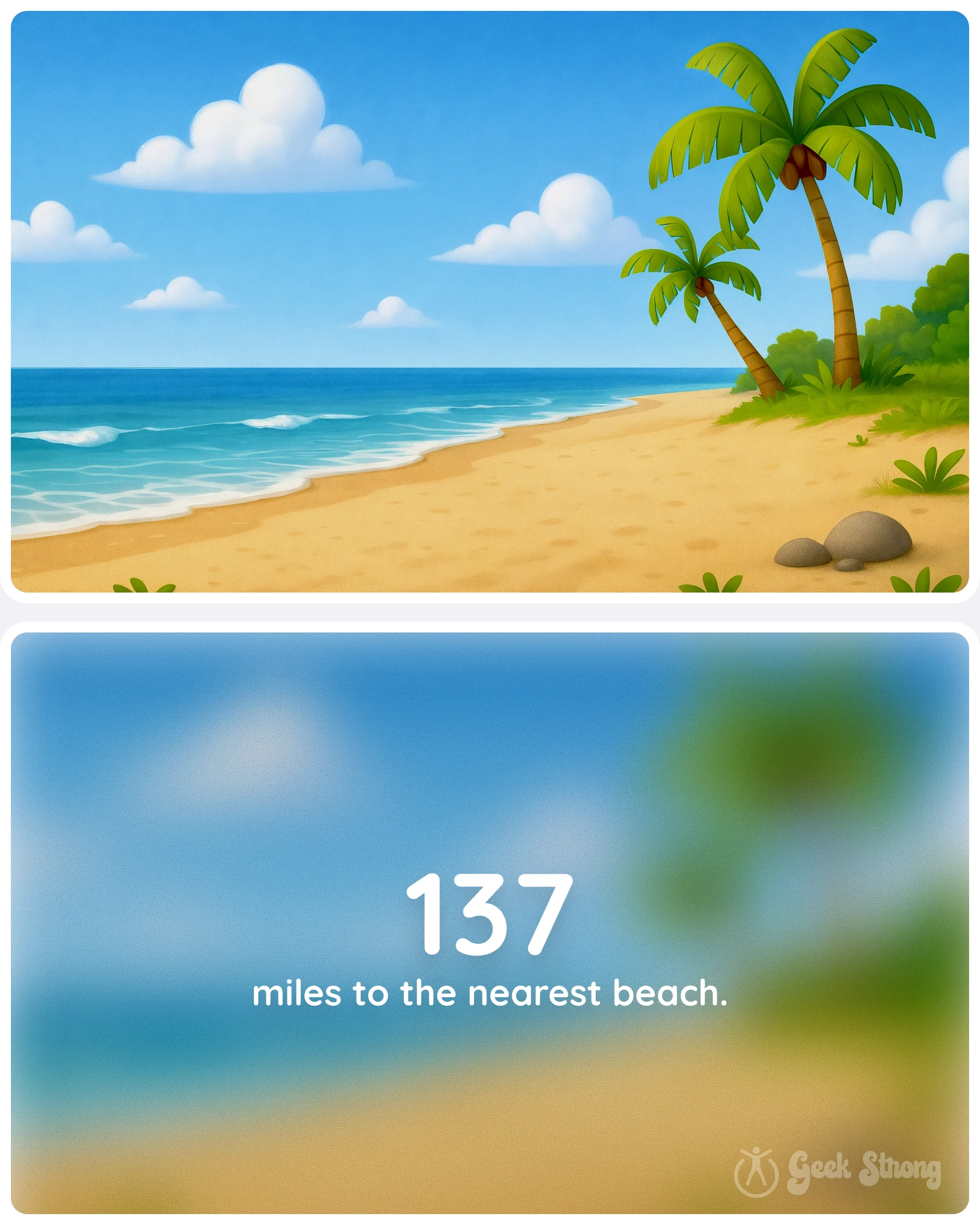  The nearest beach is 137 miles away — still far enough to feel out of reach when stress makes everything hard. 