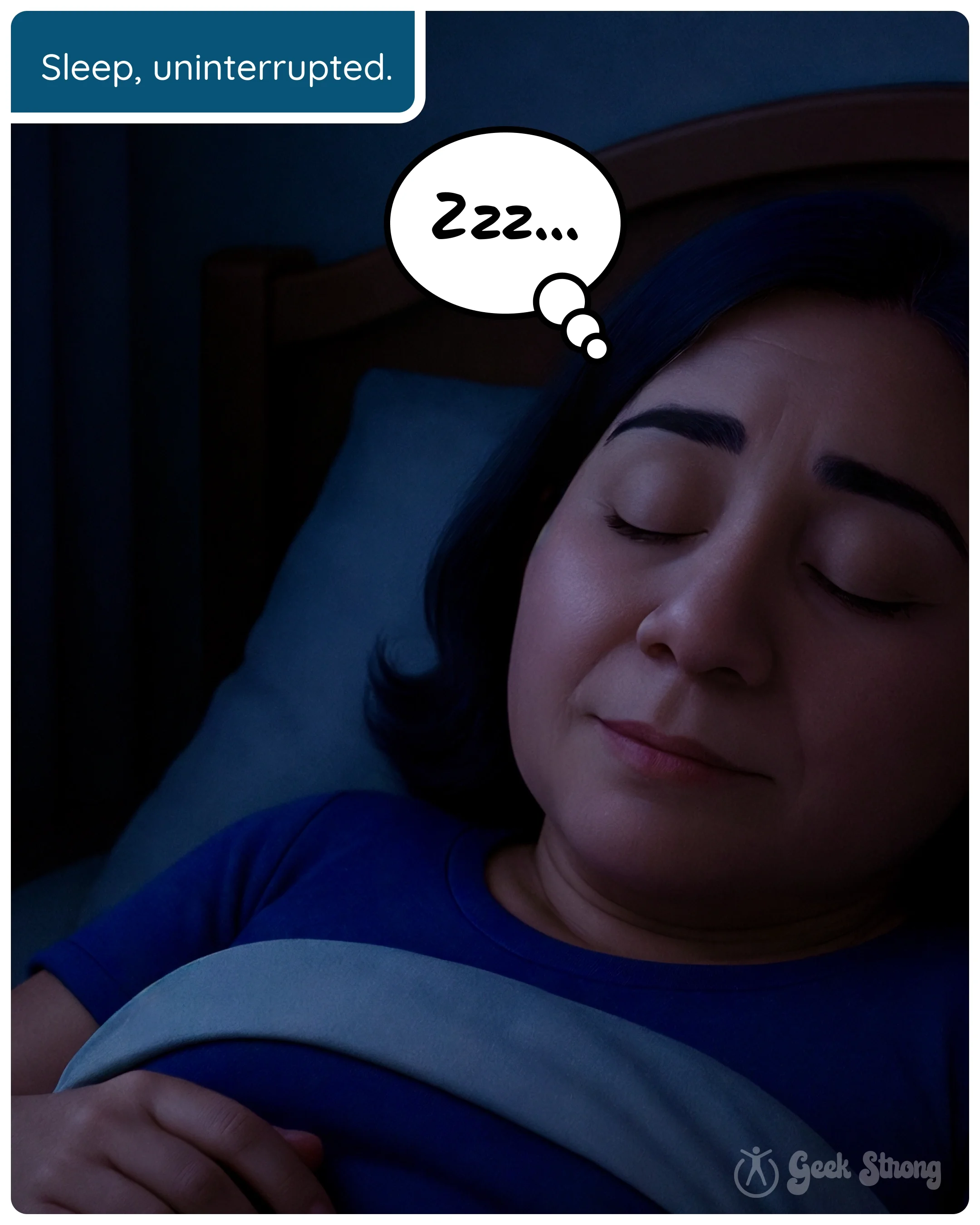  The woman sleeps peacefully again with notifications silenced and a calm nighttime environment restored. 
