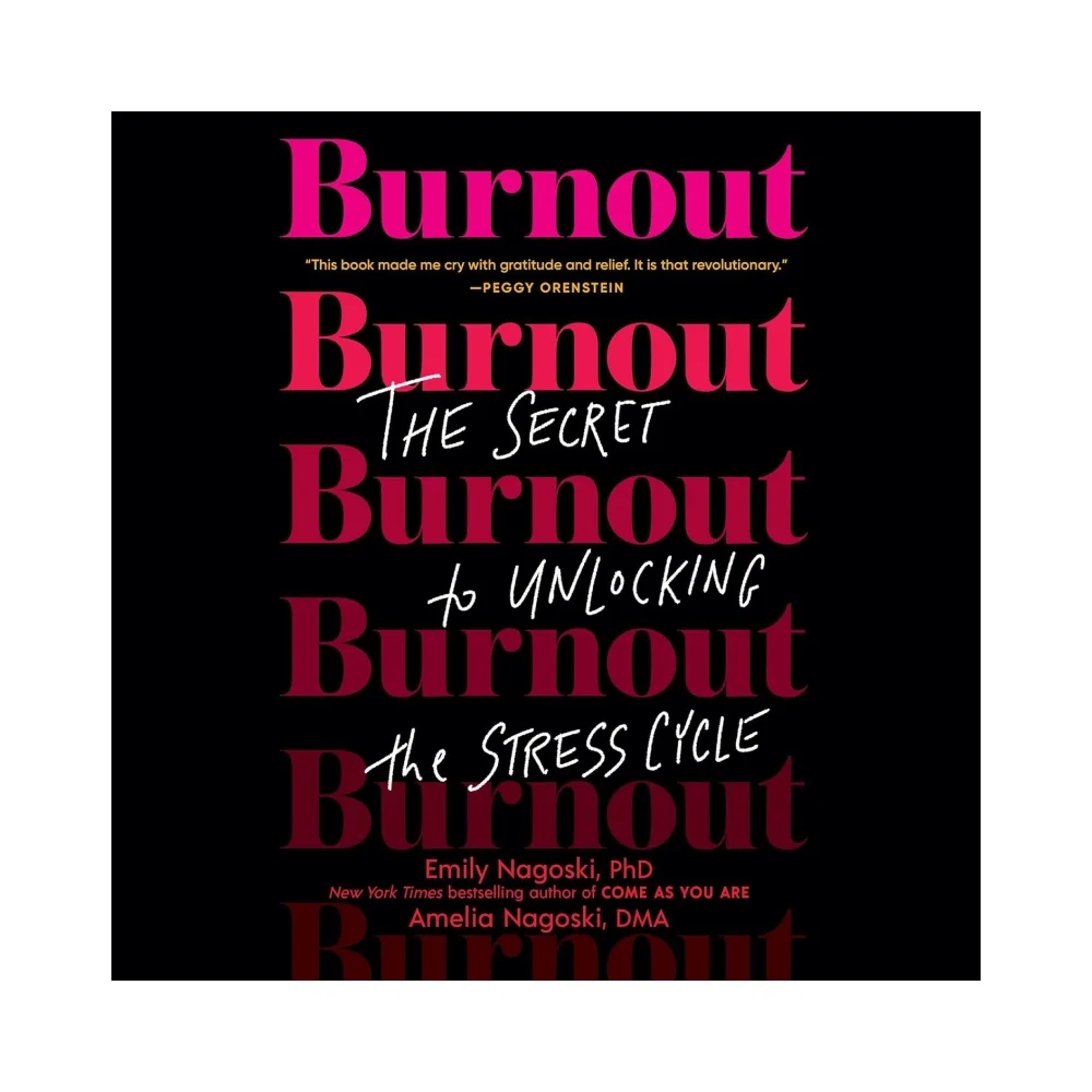 Dark book cover with bold repeated word “Burnout”