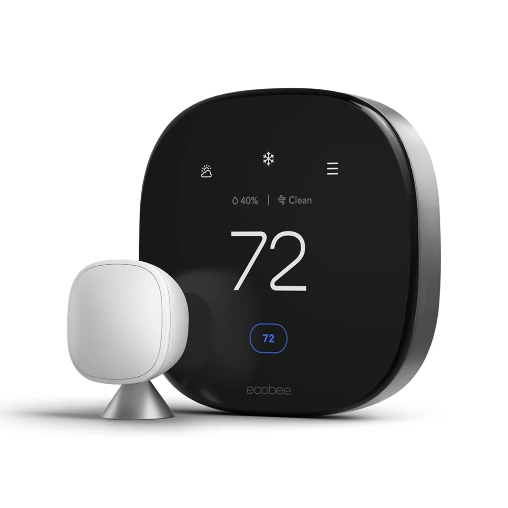 Smart thermostat with temperature display and sensor