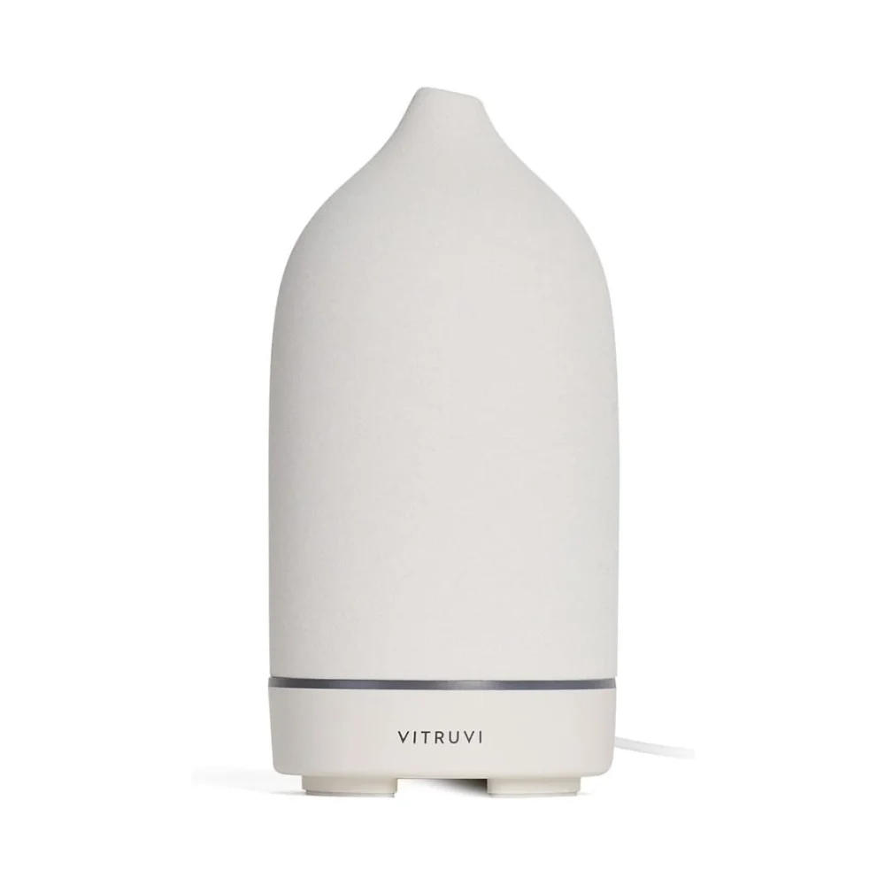White ceramic essential oil diffuser with soft matte finish