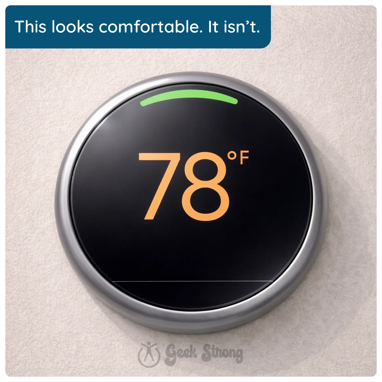 Smart thermostat displaying 78 degrees, highlighting an upcoming habit insight