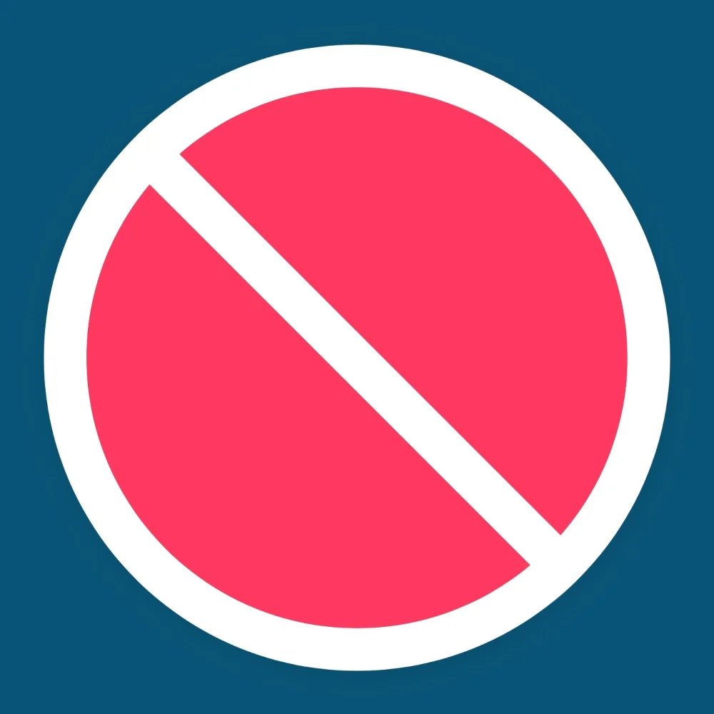 Logo for Jeff’s Unsolicited Redesigns case studies. A bold red “no” symbol signals creative challenges where Jeff reimagines products that need a patch.