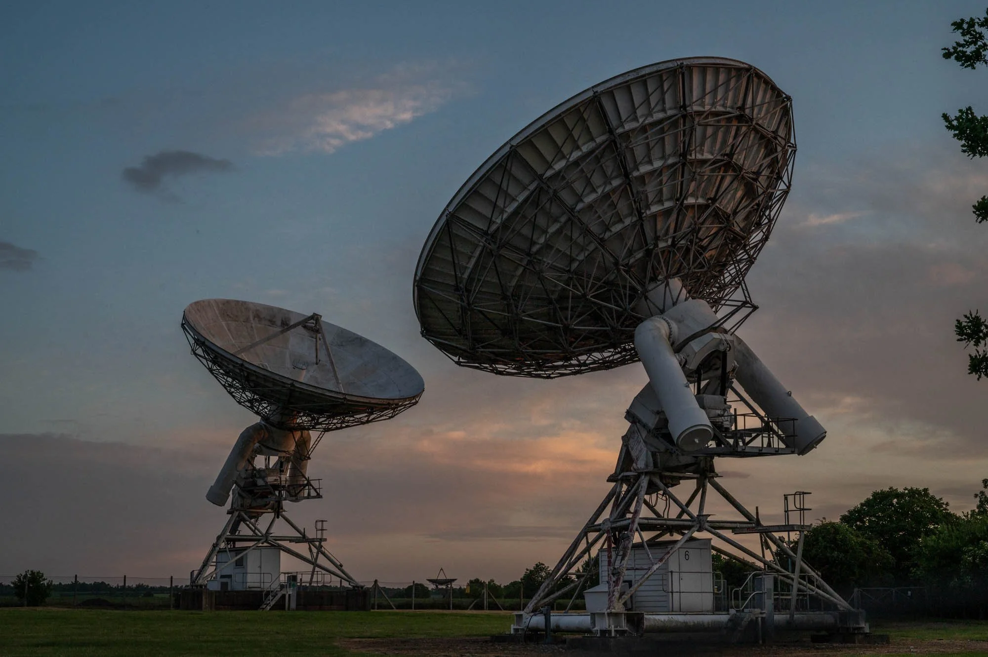 A pair of telescopes from the Arcminute Microkelvin Interferometer at the Mullard Observatory near Cambridge