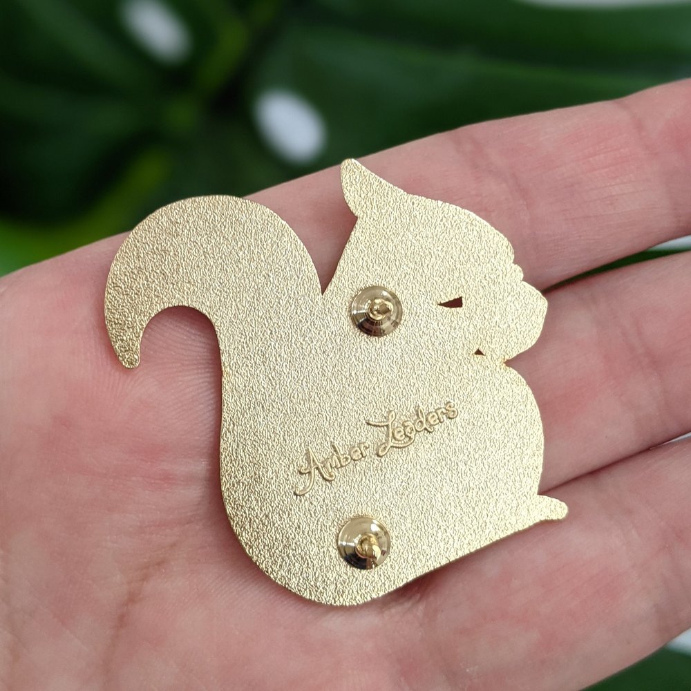 White Squirrel Hard Enamel Pin — Amber Leaders Designs
