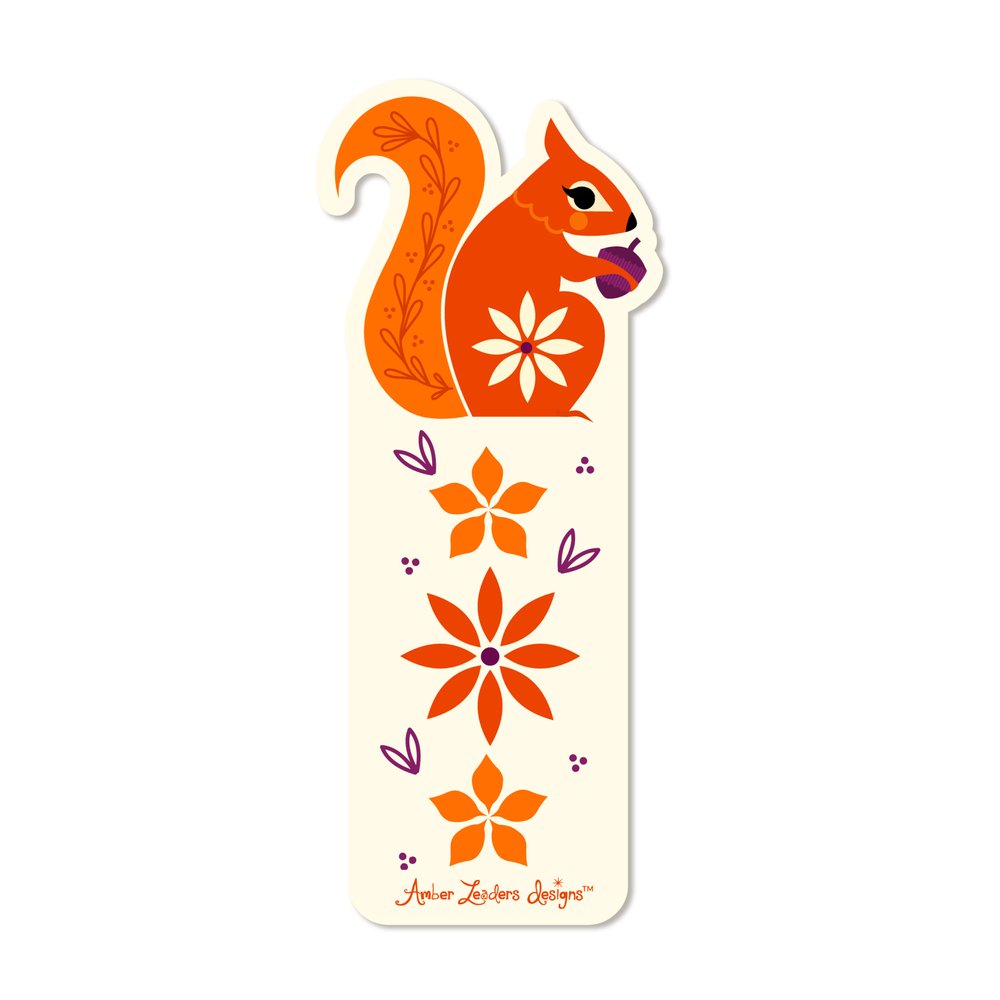 Squirrel Doodle Laser Engraved Wooden Bookmark -  Denmark