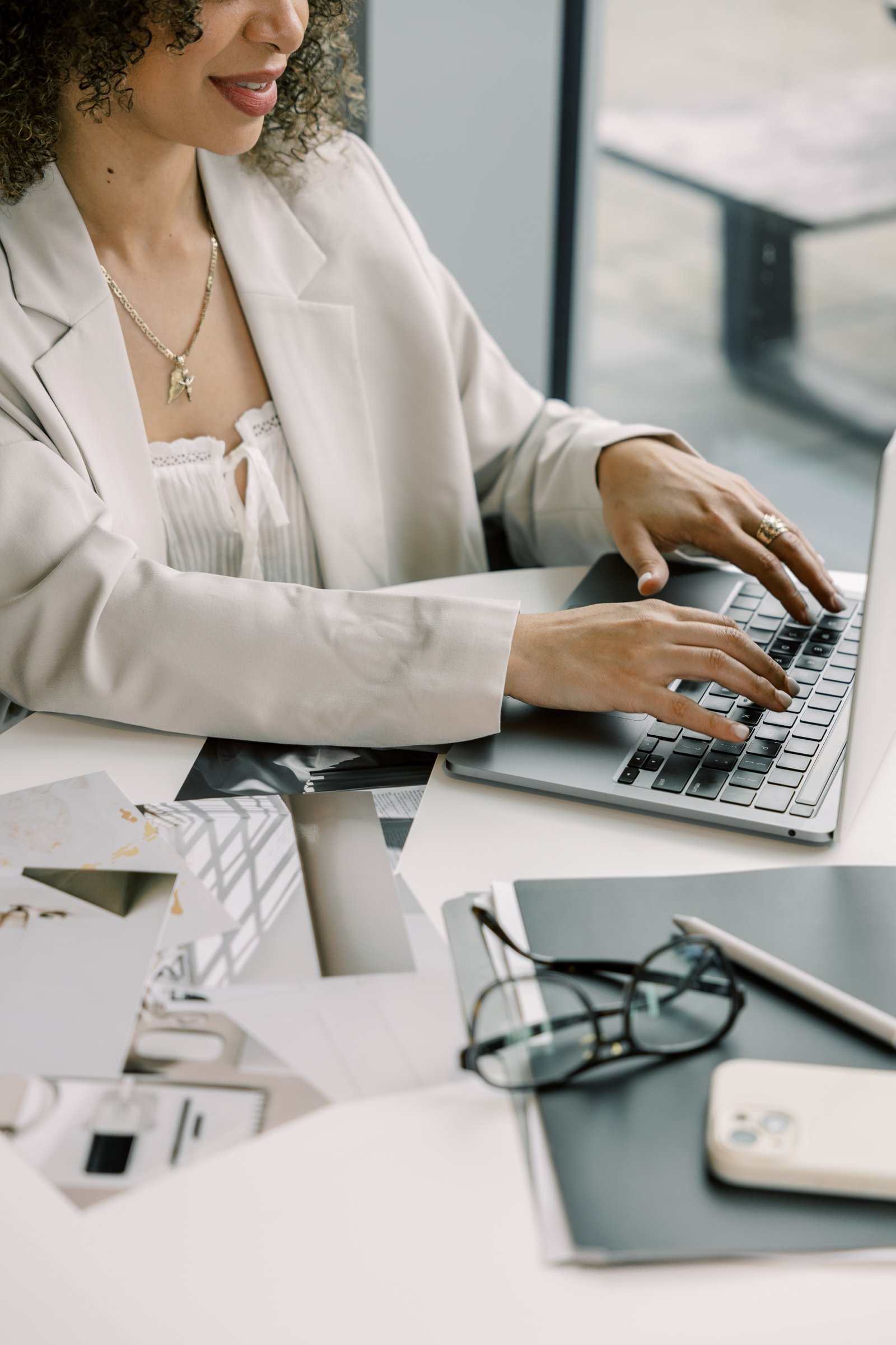 Woman working hard on her client project