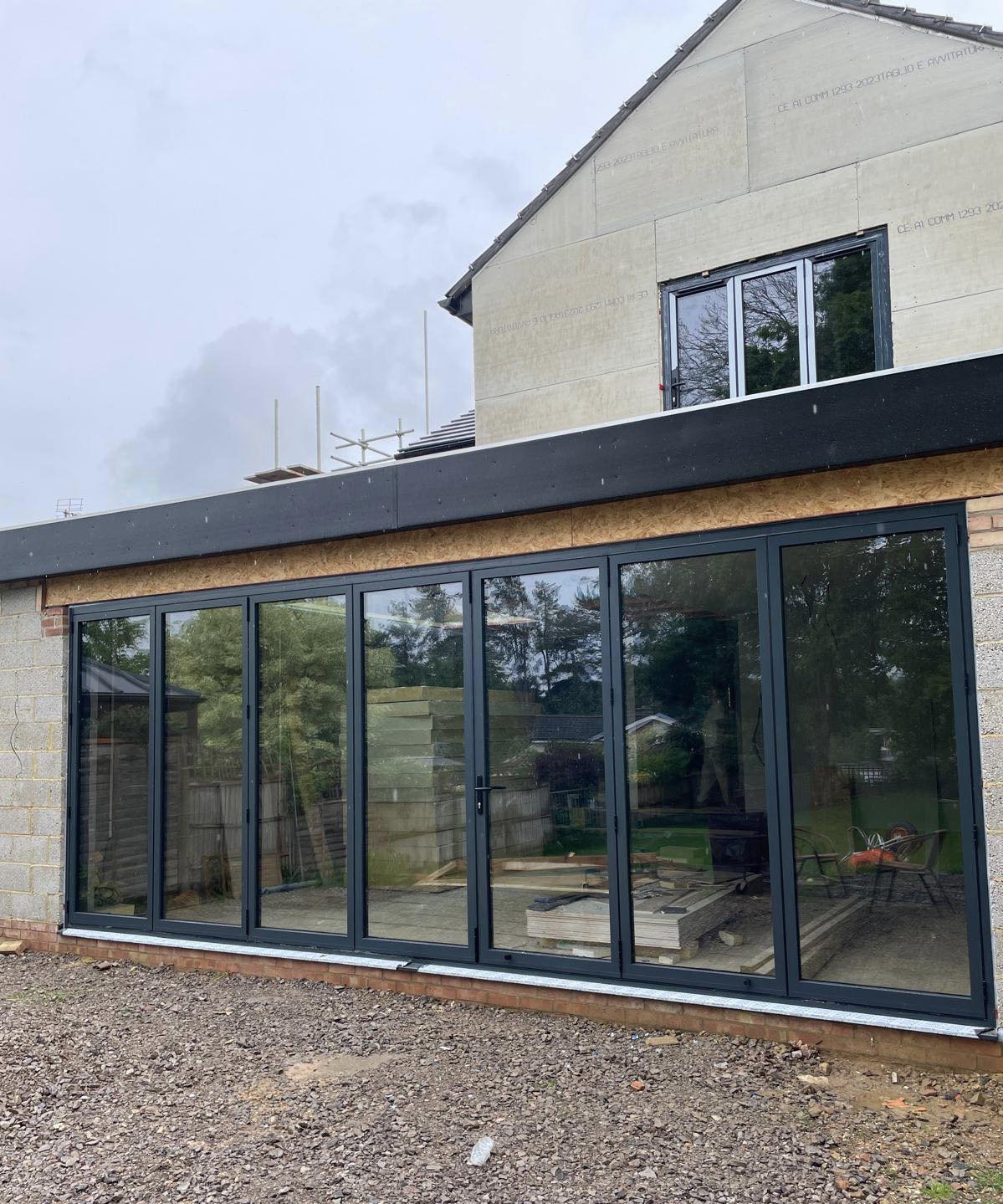 Various products on a building project installed today. The main product stealing the show are these huge 7 metre aluminium bifolding doors manufactured and installed by the Bedfordshire Windows team. We can&rsquo;t wait to see this project when it i