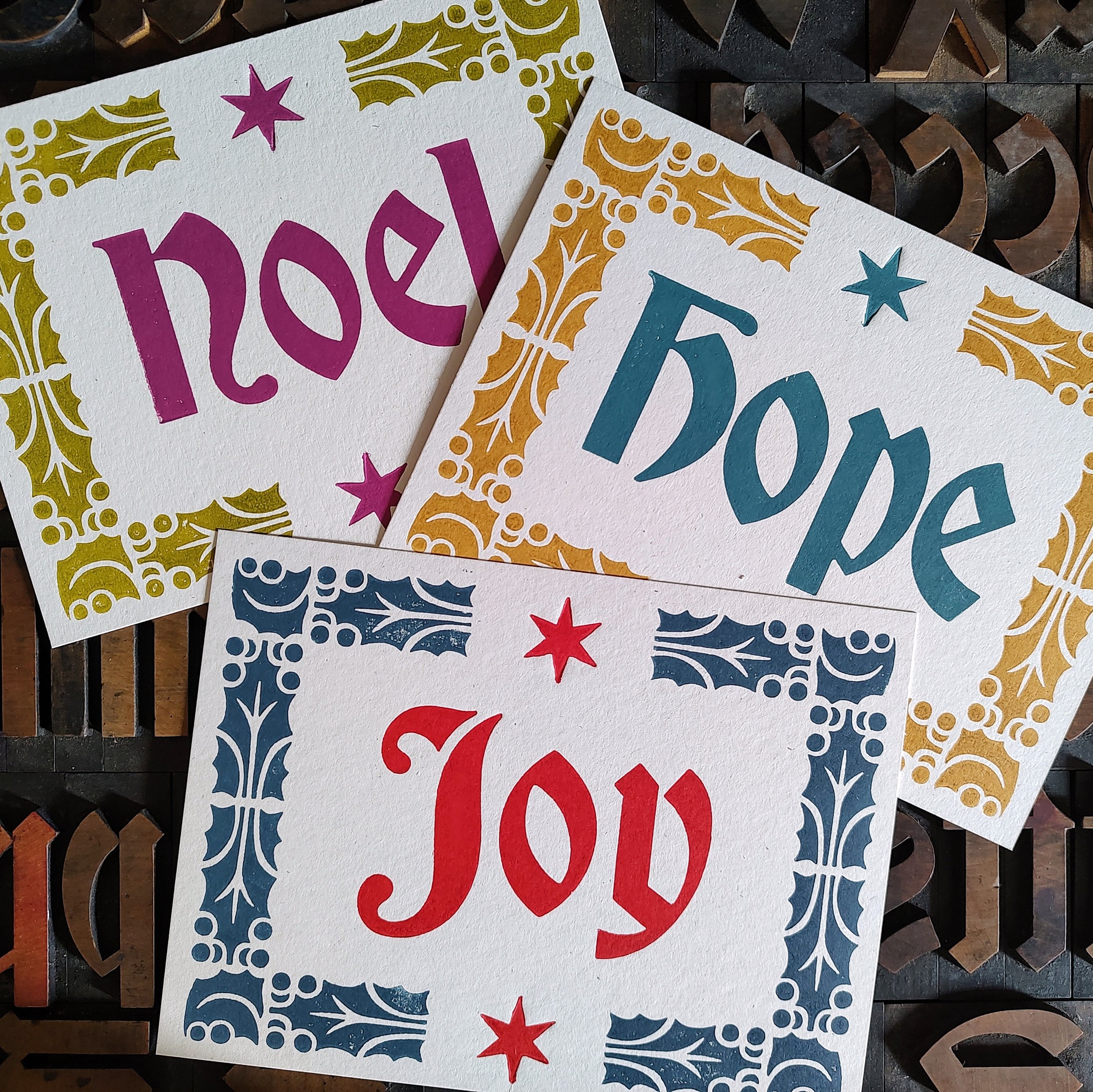 Christmas 6x8" prints, 3 words in 3 colorways (9 total design options)