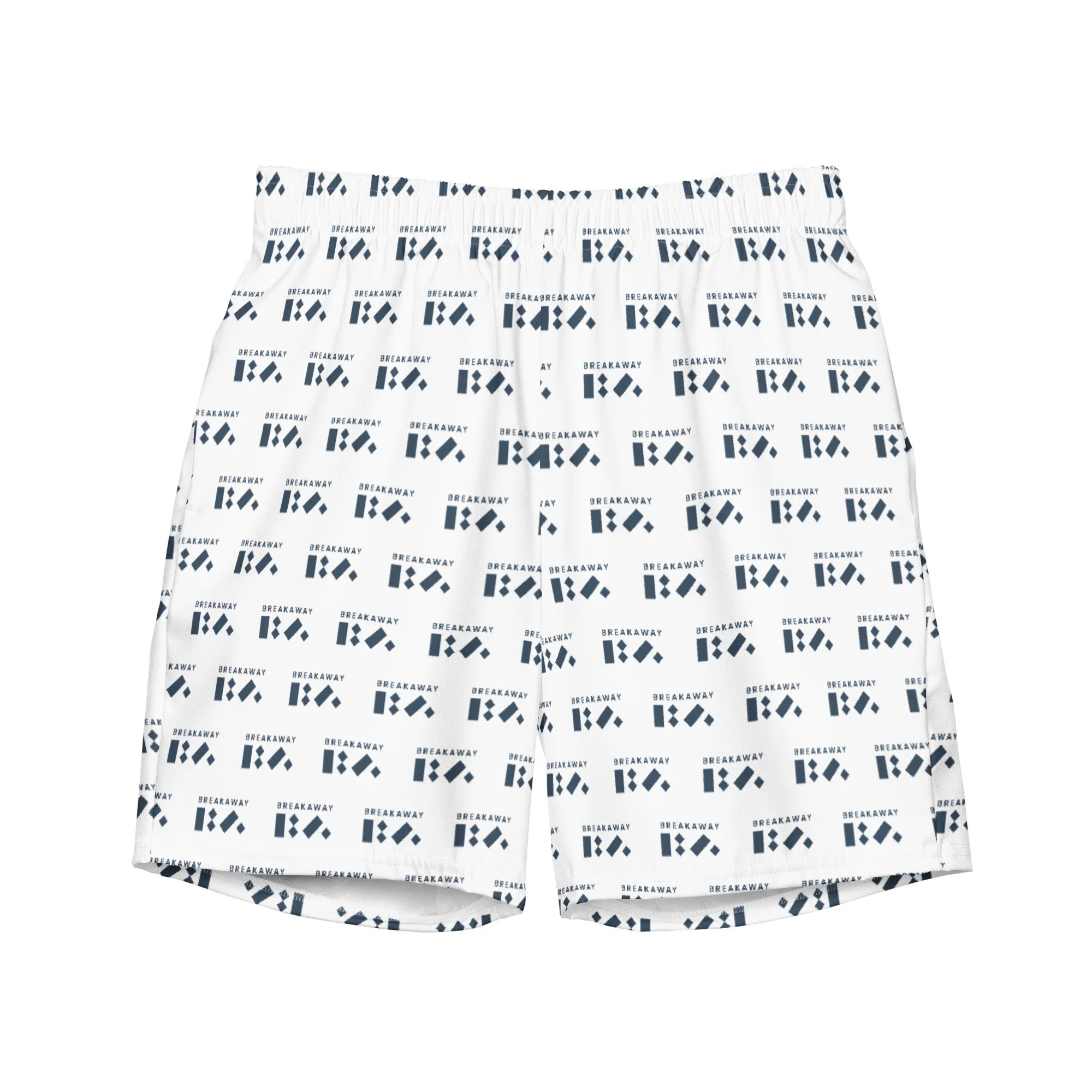 White BA Logo Swim Trunks