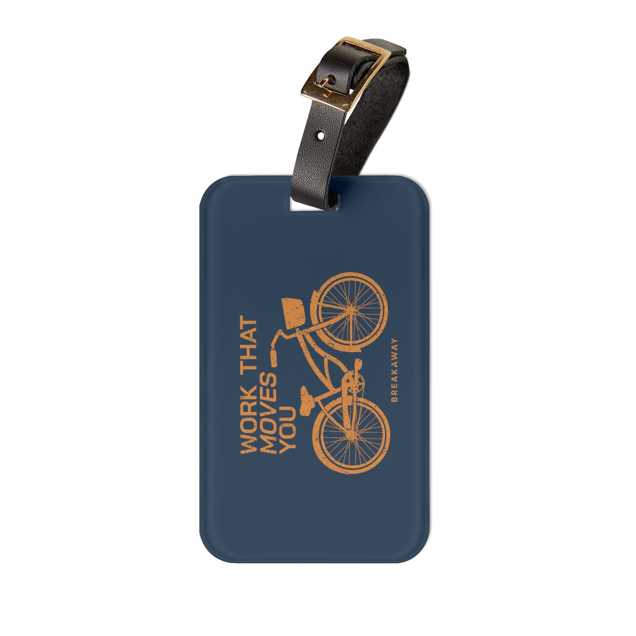 Orange/Navy Work That Moves You Luggage Tag
