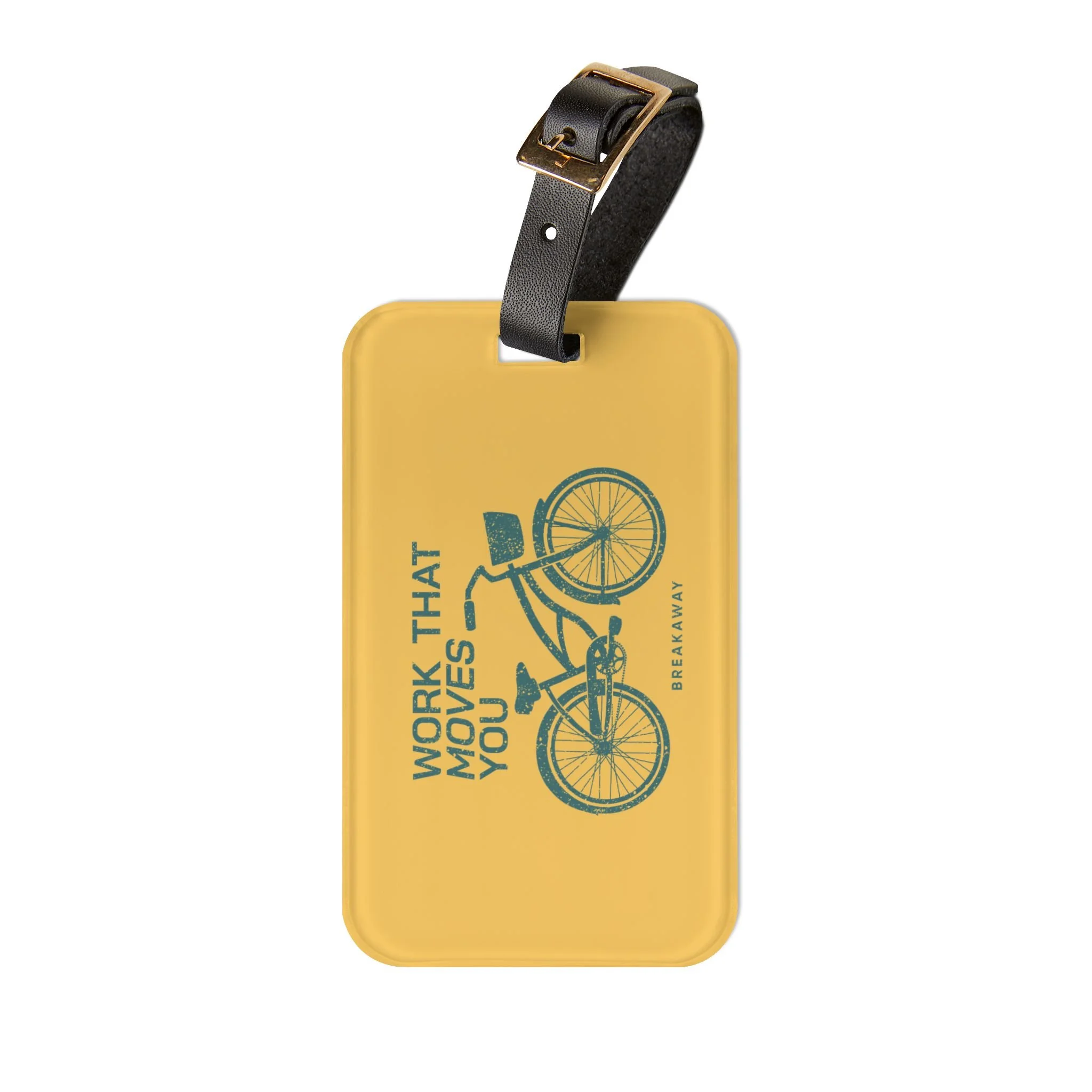 Teal/Yellow Work That Moves You Luggage Tag