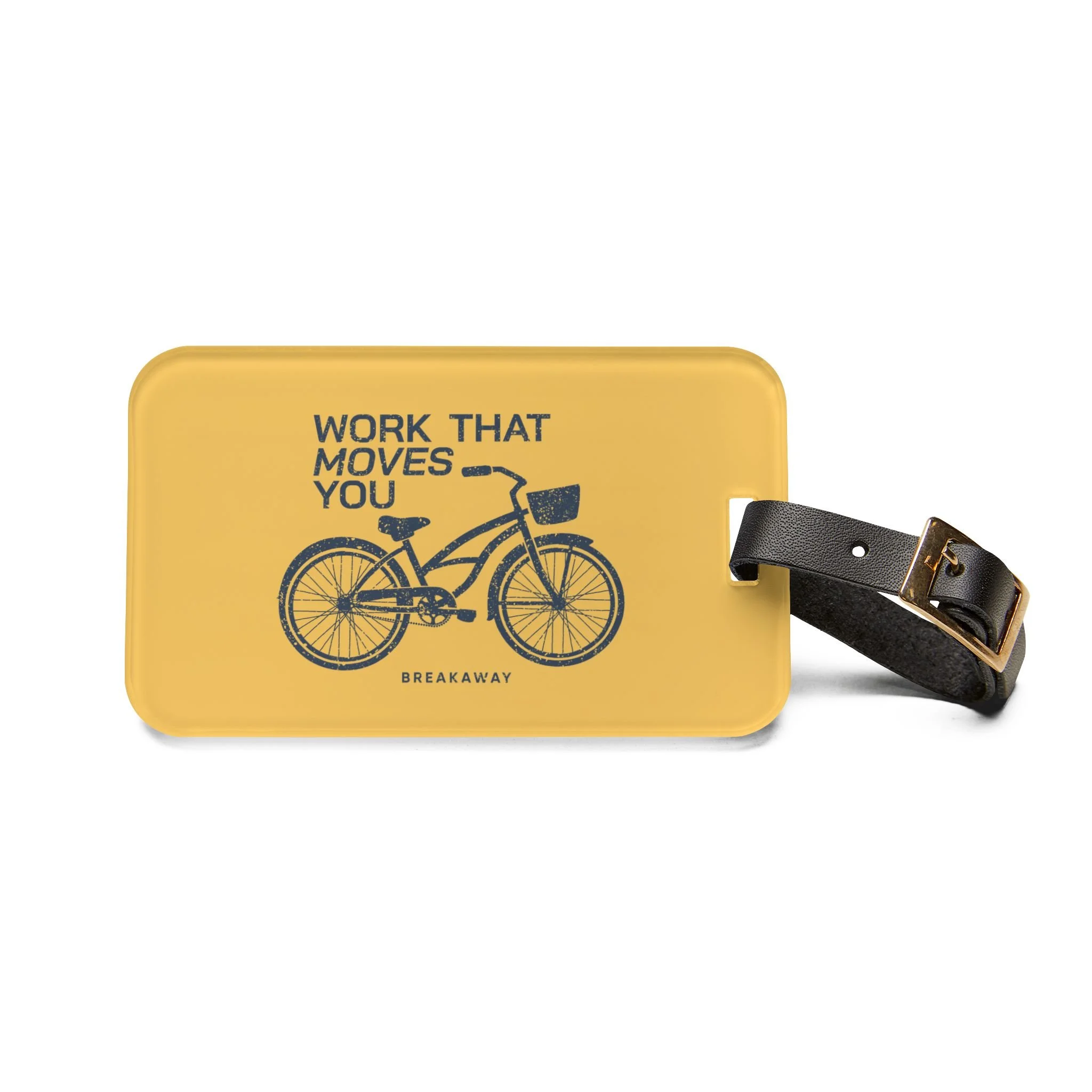 Navy/Yellow Work That Moves You Luggage Tag