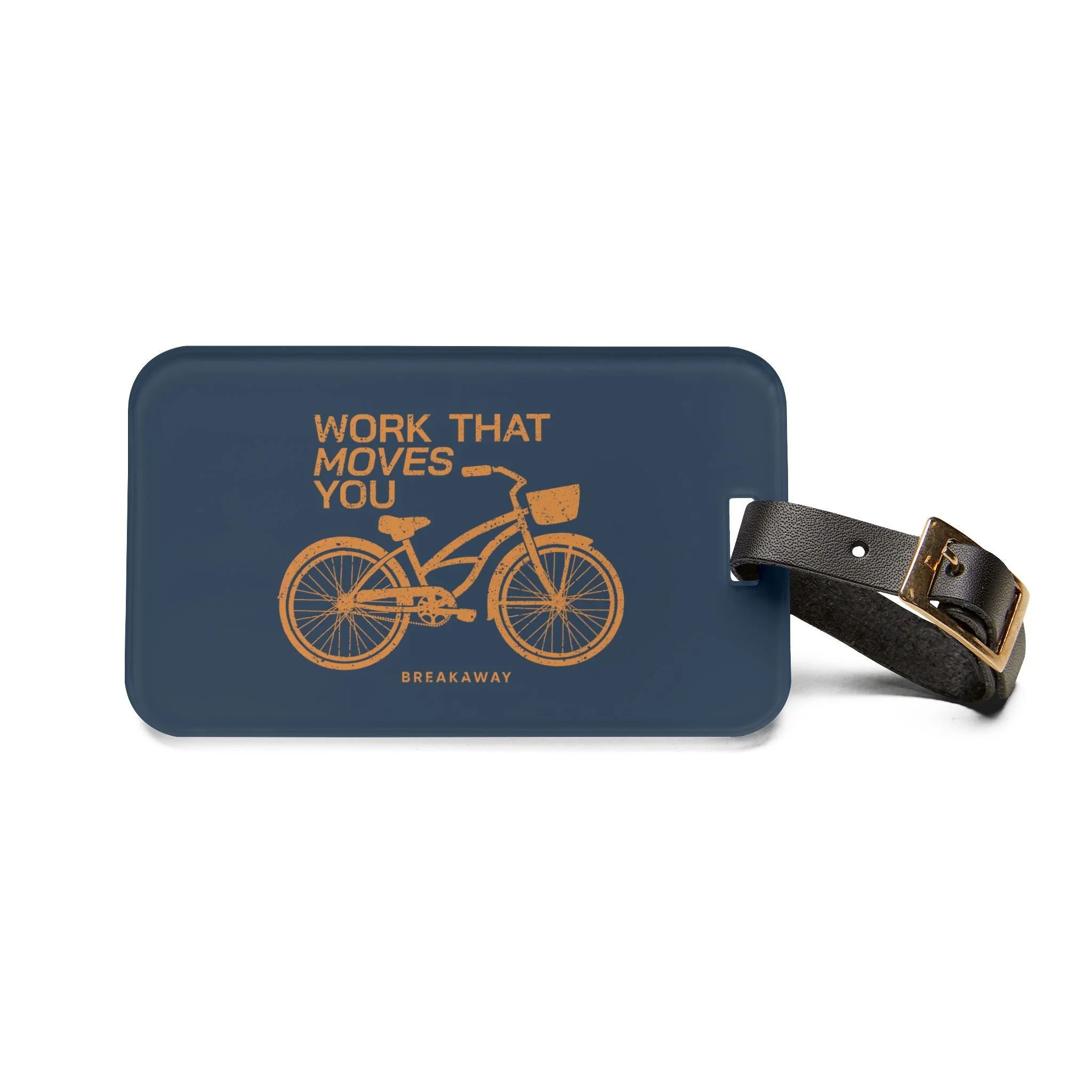 Orange/Navy Work That Moves You Luggage Tag