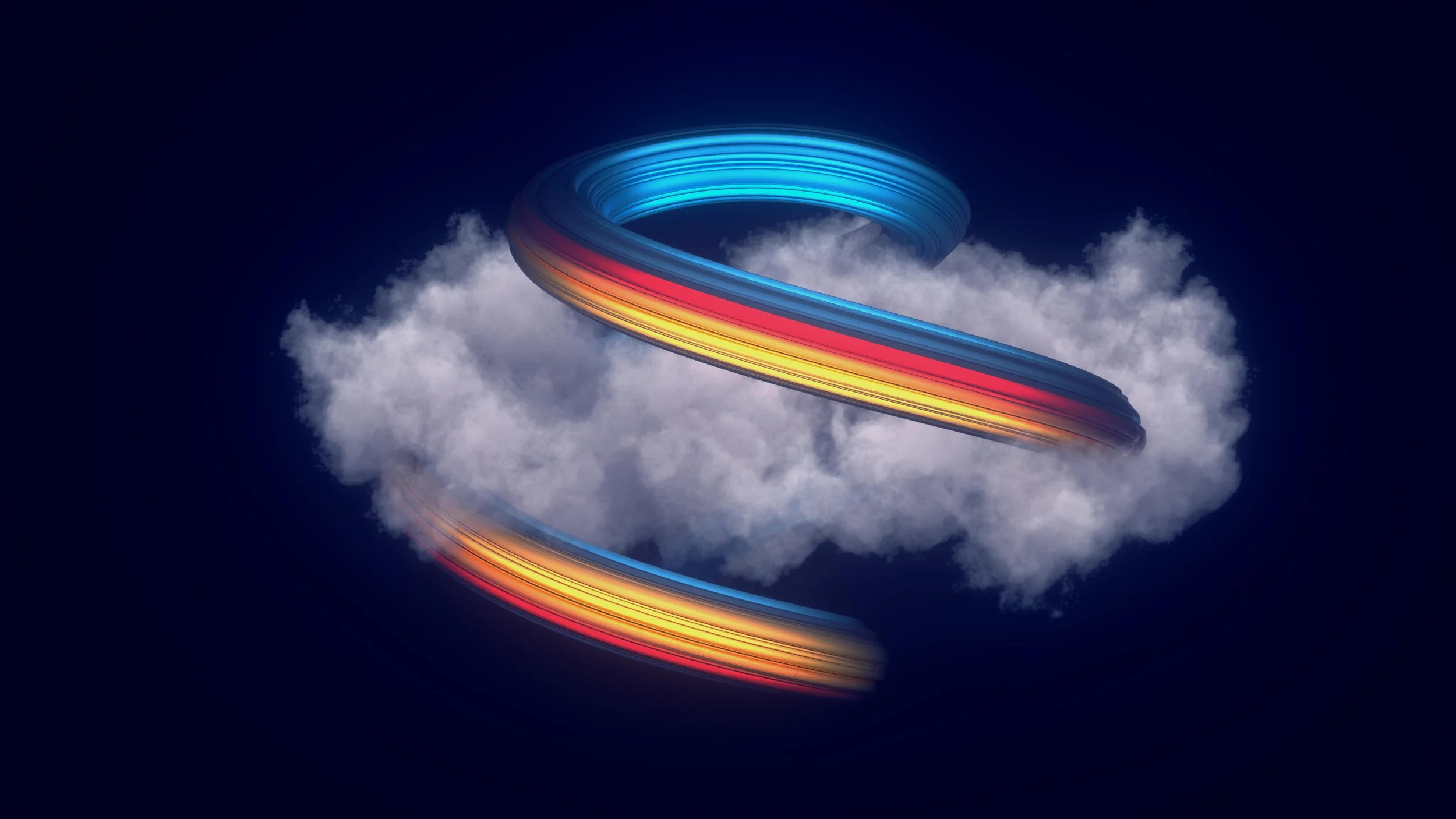 Part of a series of abstracts that struck me one day. It was great time figuring out all the little things to make it look exactly how I wanted. I love volumetric clouds. 

Clouds/Smoke were done in Houdini using VDBs to output the data and then suck