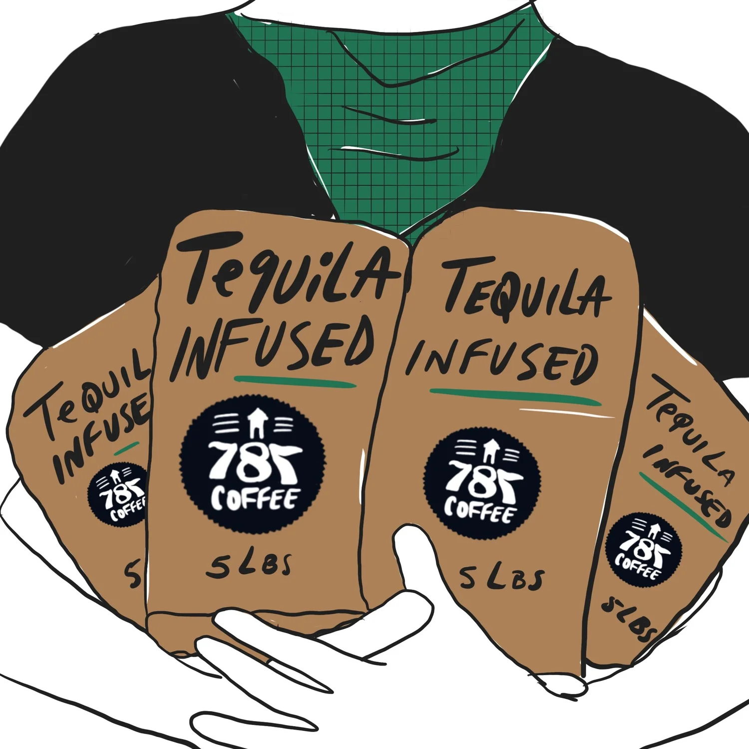 Tequila Infused Coffee Beans – Bold Supremo Roast | 5lb Bag | 787