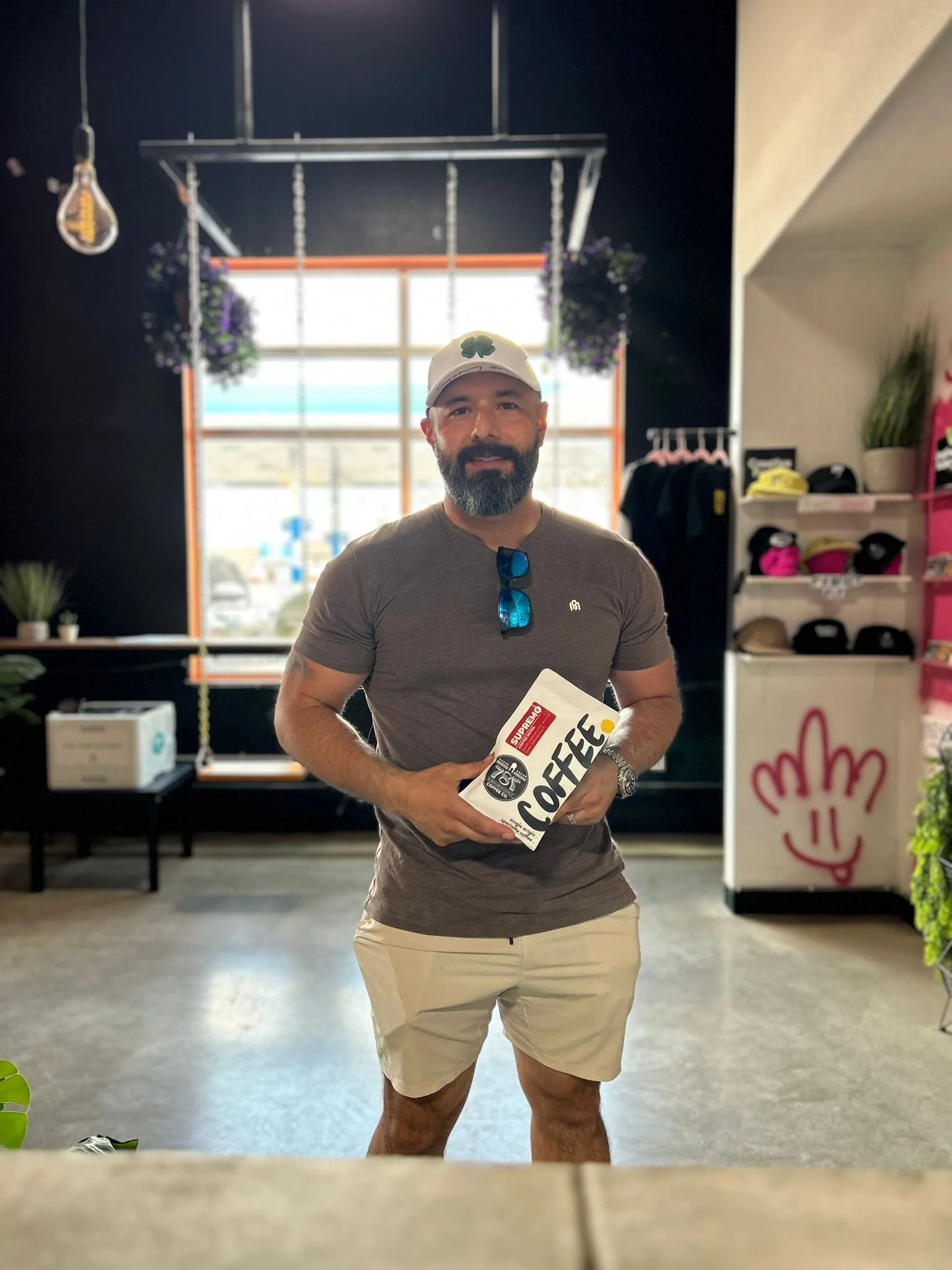 A happy customer with 787 coffee