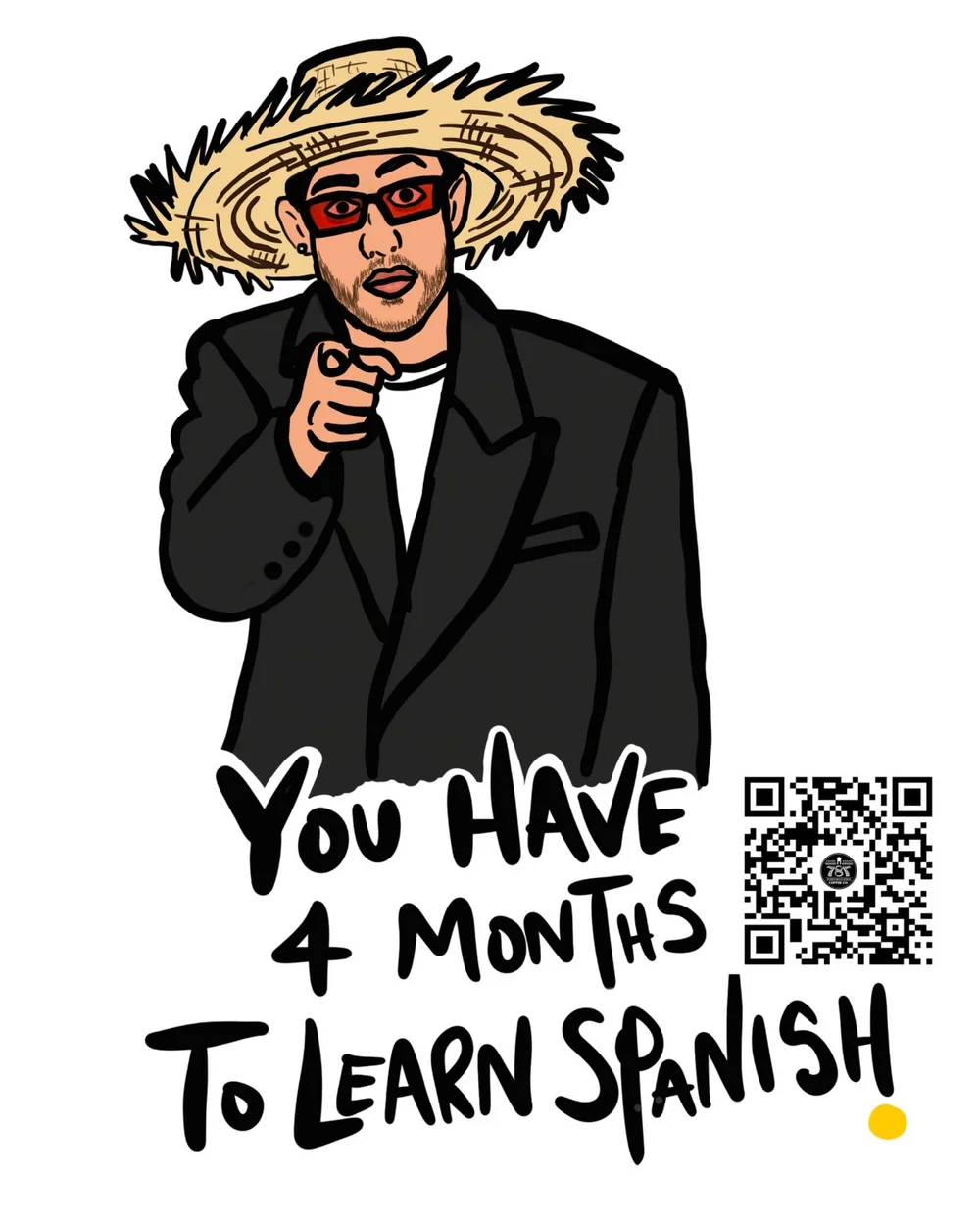 My Sunday Illustration!
Should it become a sticker for @787coffee ?

Bad bunny&rsquo;s quote on @nbcsnl 

#youhave4monthstolearnspanish 

Feliz Domingo humanos incre&iacute;bles!

#badbunny #illustrations