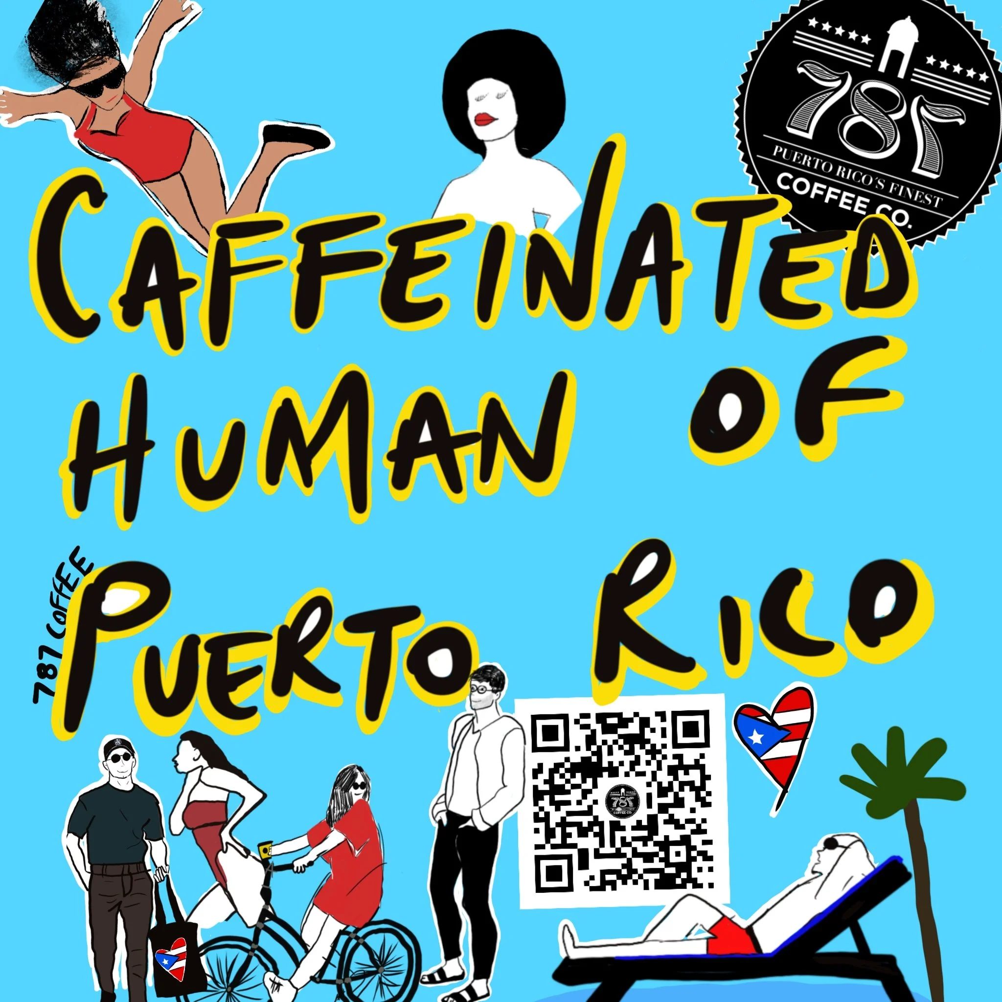Caffeinated Human of Puerto Rico Sticker - 787 Coffee Puerto Rican Pride Vinyl Decal