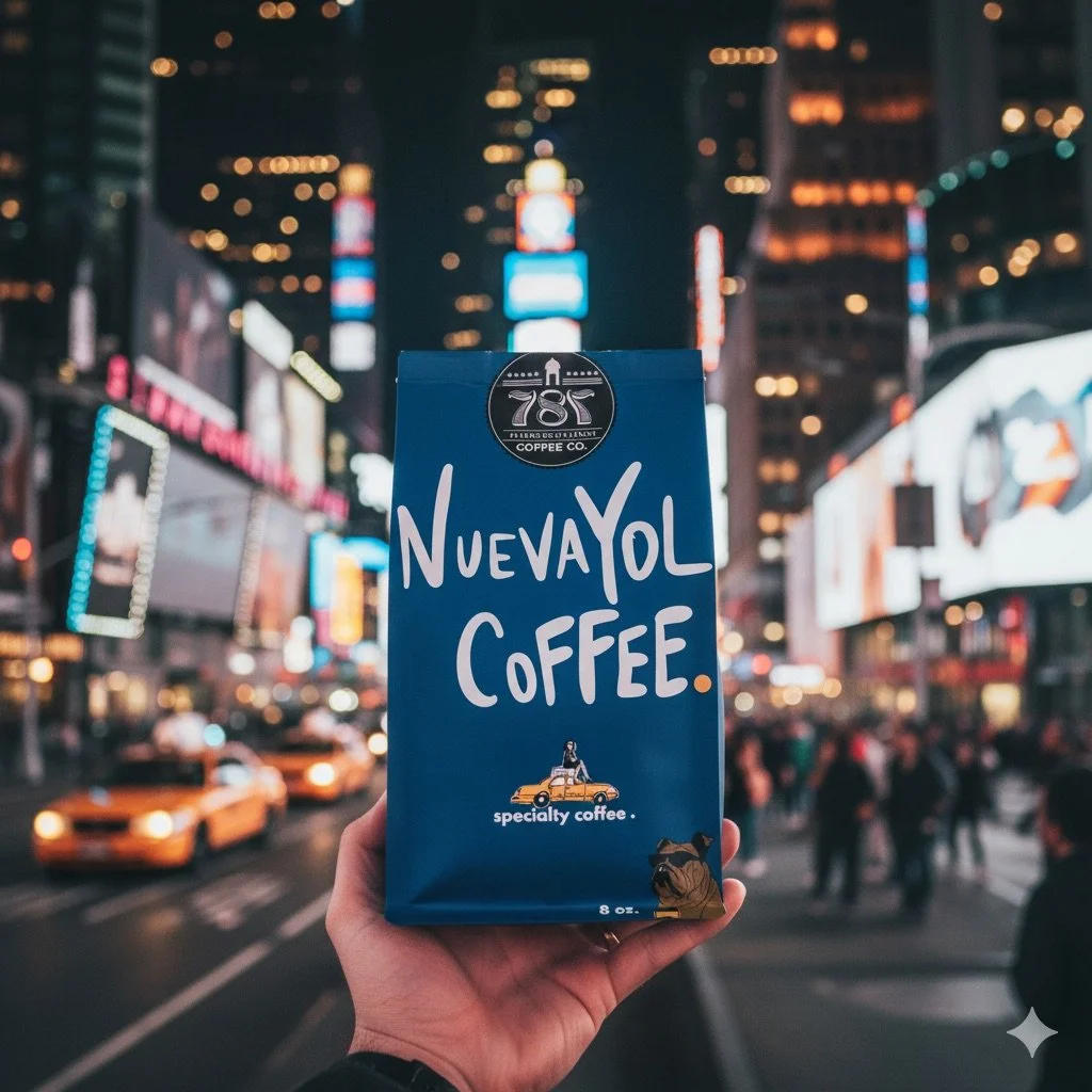 NuevaYOL coffee bag 787 Coffee best selling  limited edition Puerto Rican specialty coffee  blend Bad Bunny inspired Nueva York NYC  farm grown Hacienda Iluminada Maricao  award winning buy online free shipping