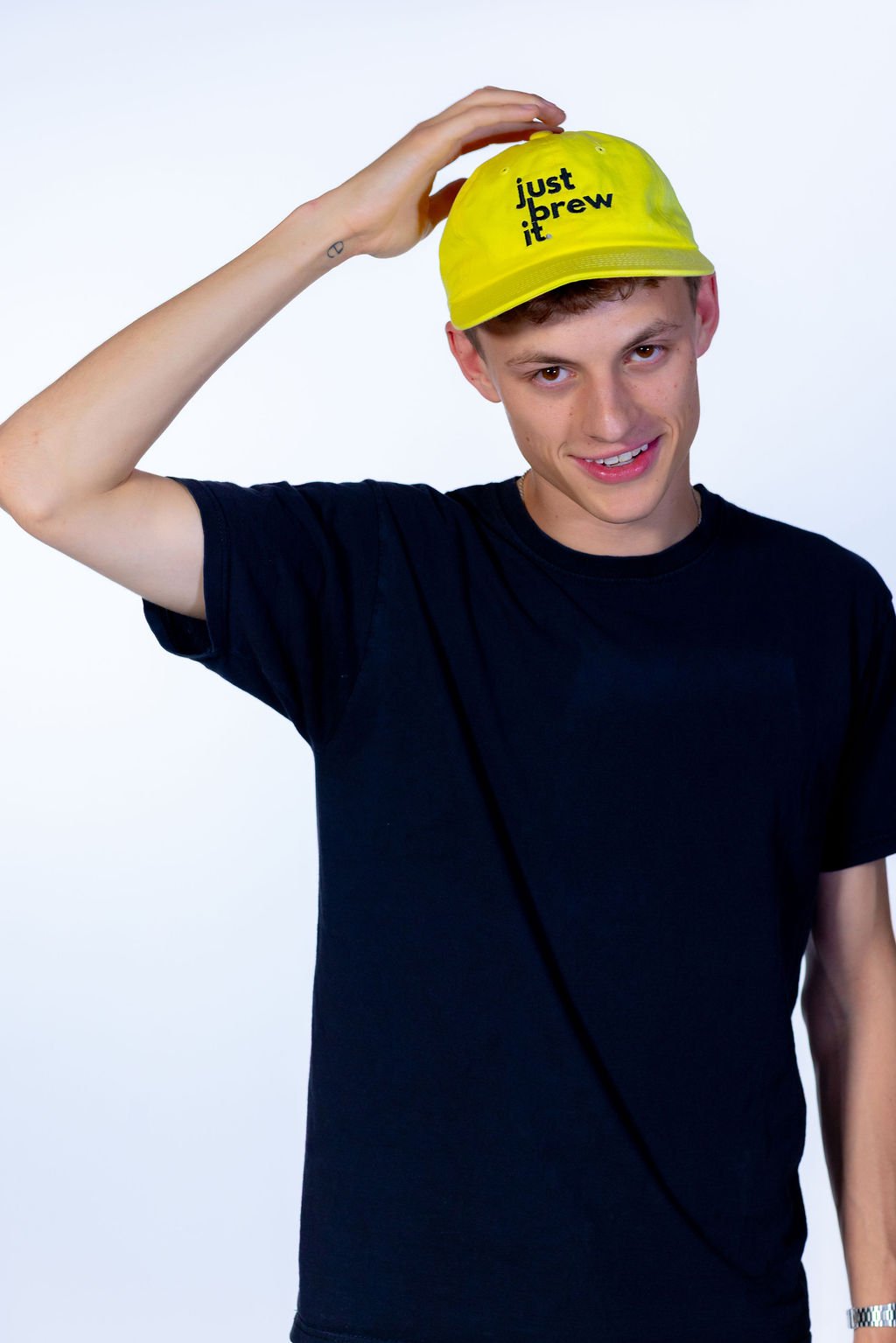 Just brew it male wearing the hat