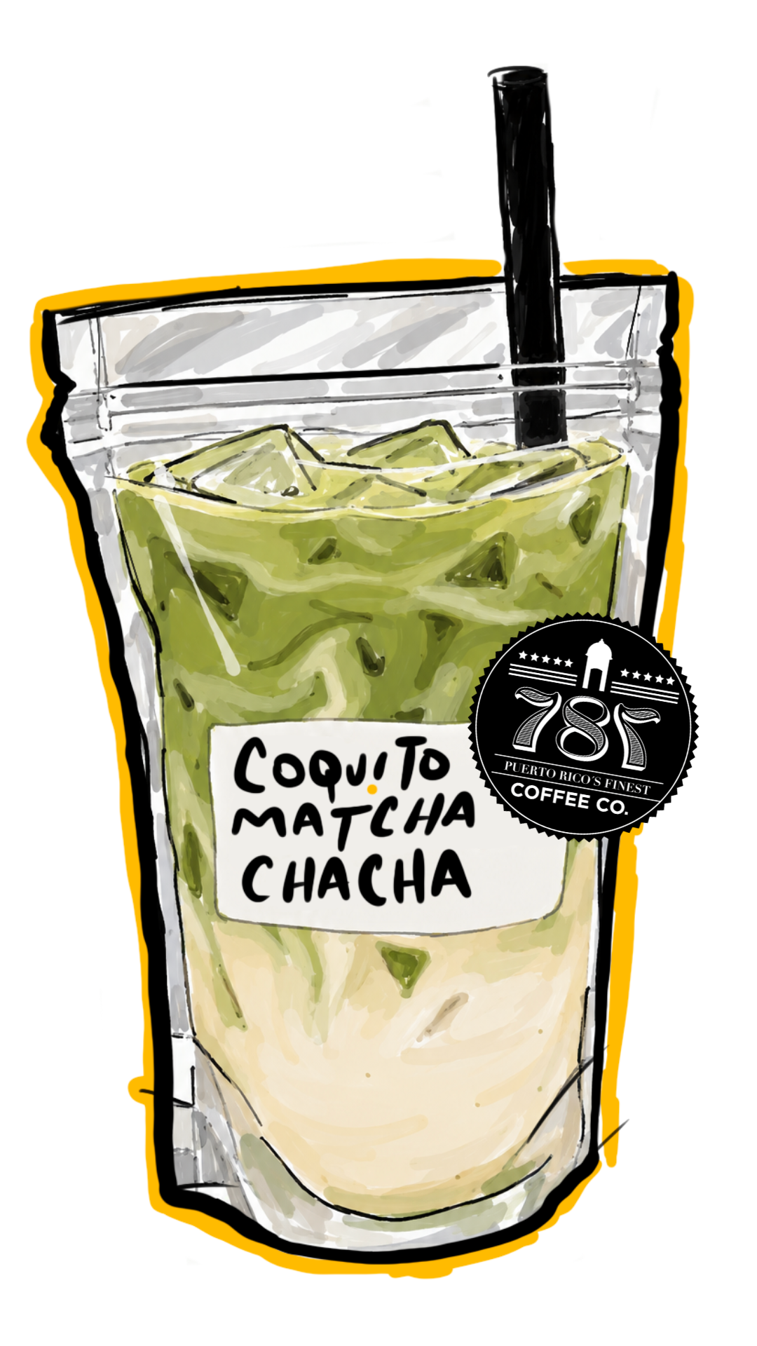 coquito matcha chacha by 787 coffee illustration best matcha in nyc