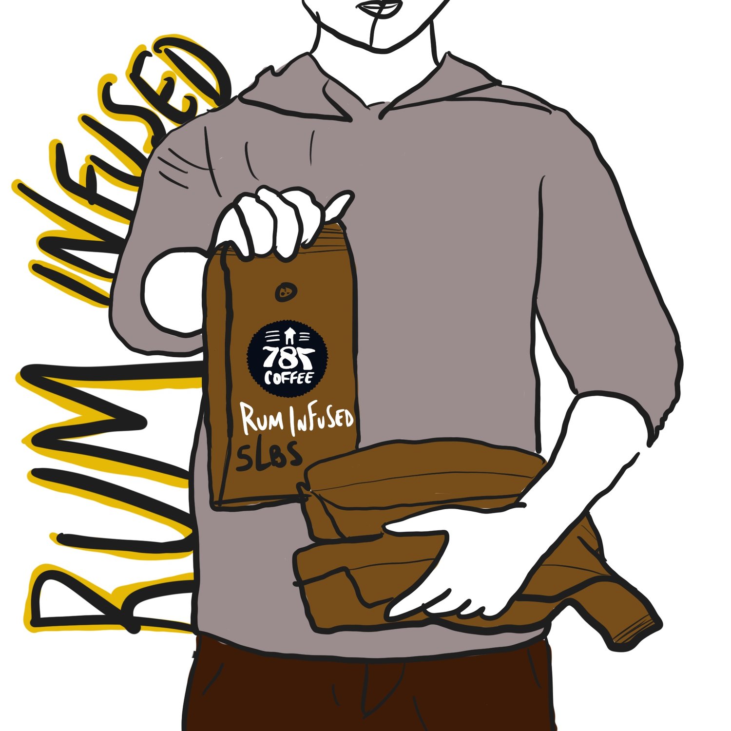 5 pound of rum infused coffee beans 787 coffee illustration