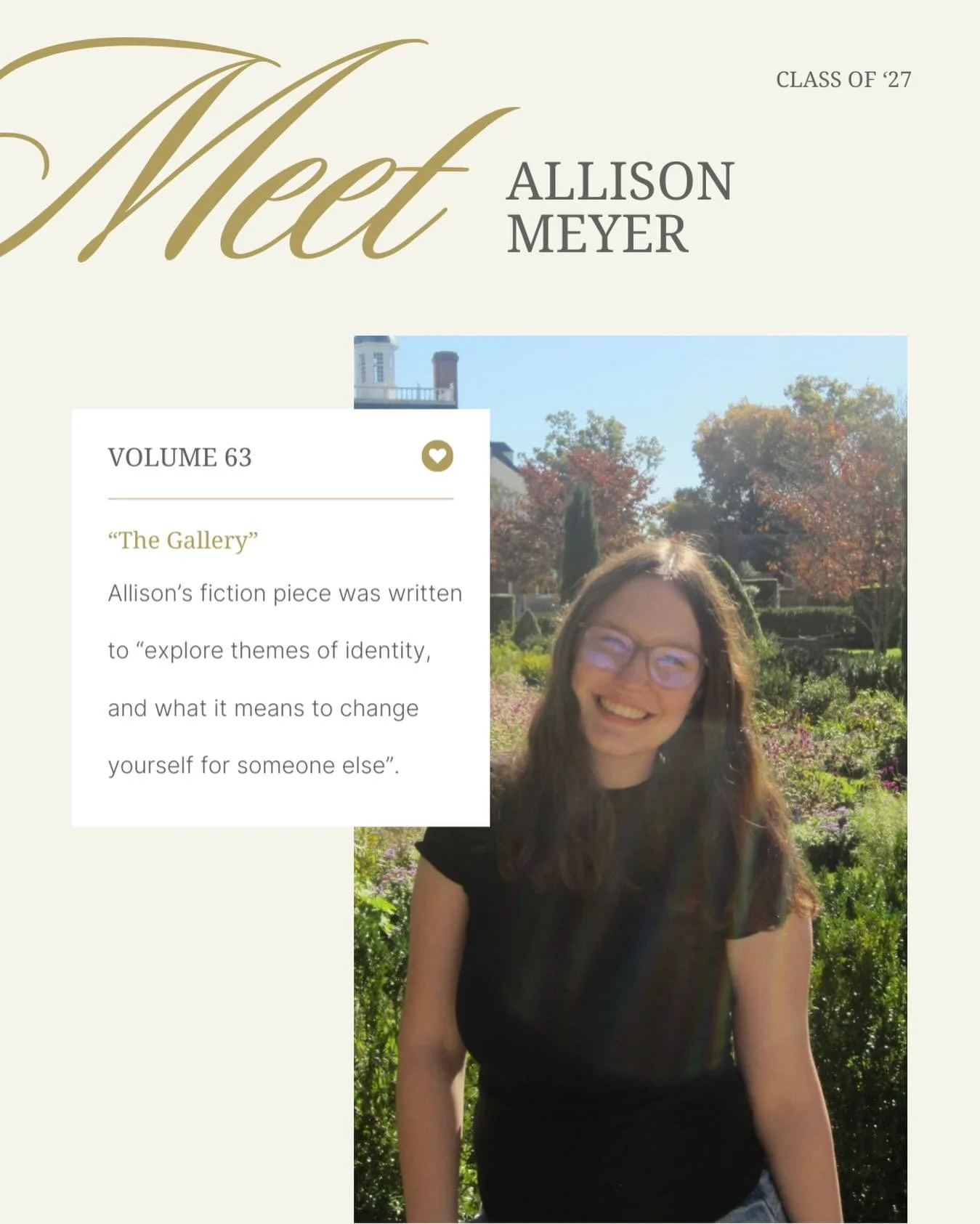 Let&rsquo;s step into the Apogee gallery for a moment.

Allison submitted &ldquo;The Gallery&rdquo; last year in her first-ever submission to Apogee, hoping for a chance to share her work with others. Her fiction explores identity, transformation, an