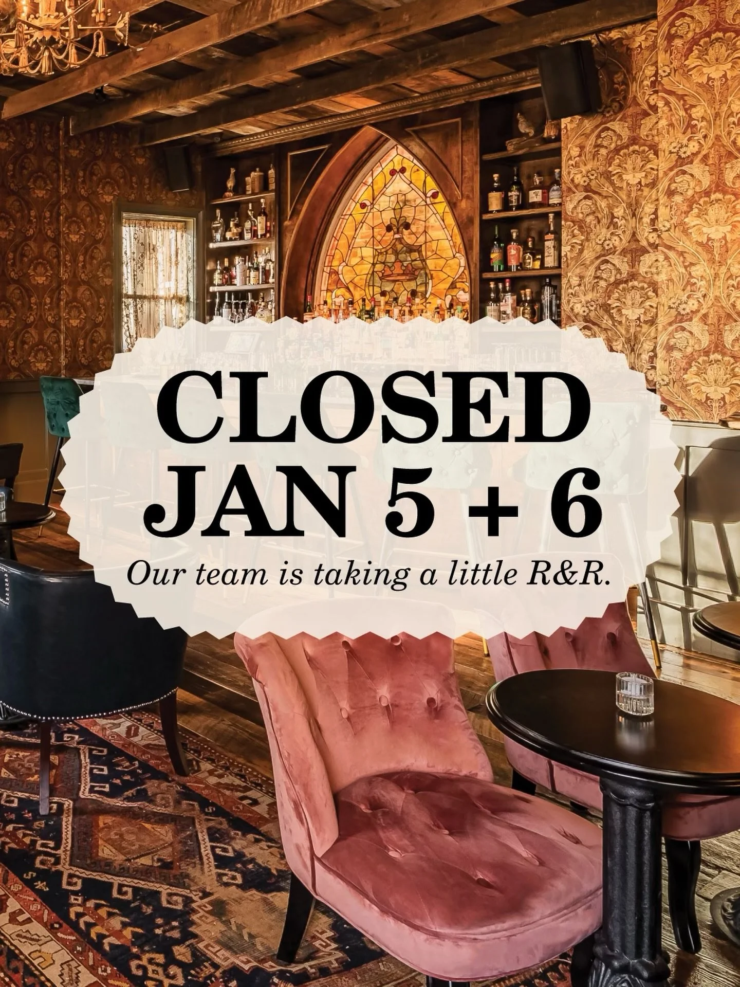 We will be CLOSED tonight and tomorrow to give our team some time off. See you Wednesday at 6!