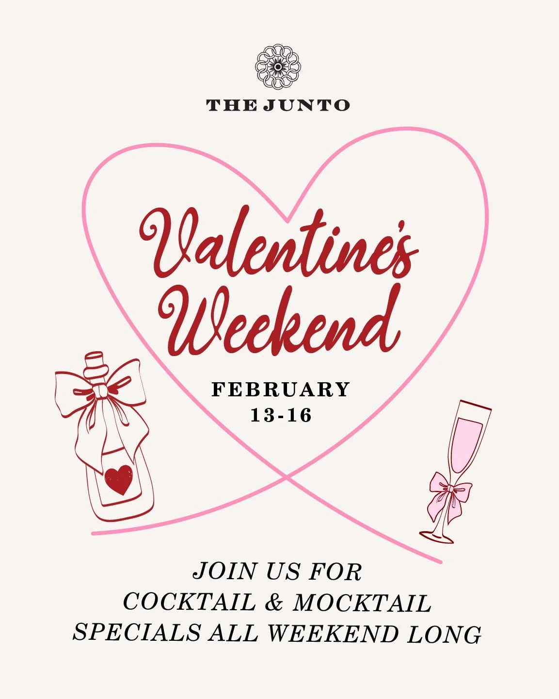 Sip into Valentine&rsquo;s weekend at The Junto. From Feb 13&ndash;16, enjoy curated cocktail and mocktail specials in the heart of Jersey City.

Come for the vibes, stay for the drinks.

#jerseycitynightlife #speakeasyvibes #valentinesweekend