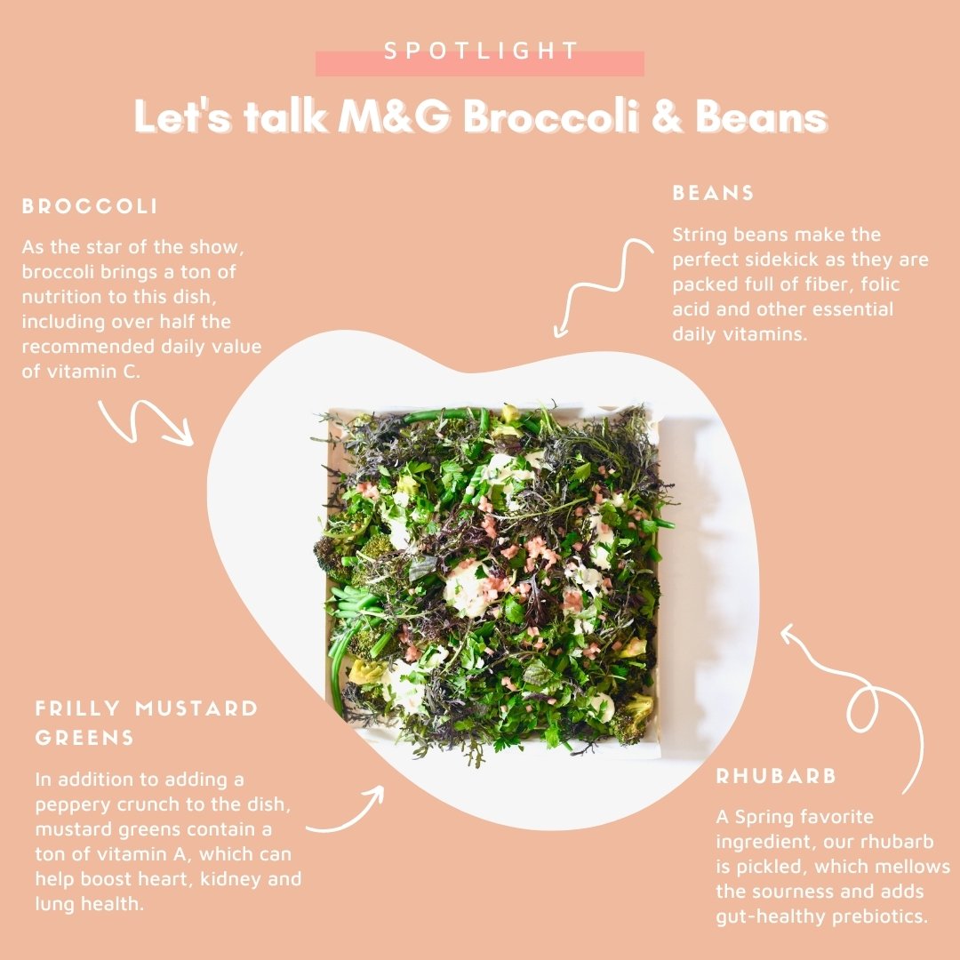 We make it easy for you to remember to eat your greens when it's this delicious! Check out a few facts about how nutritious our spring broccoli dish is for you! 🥦