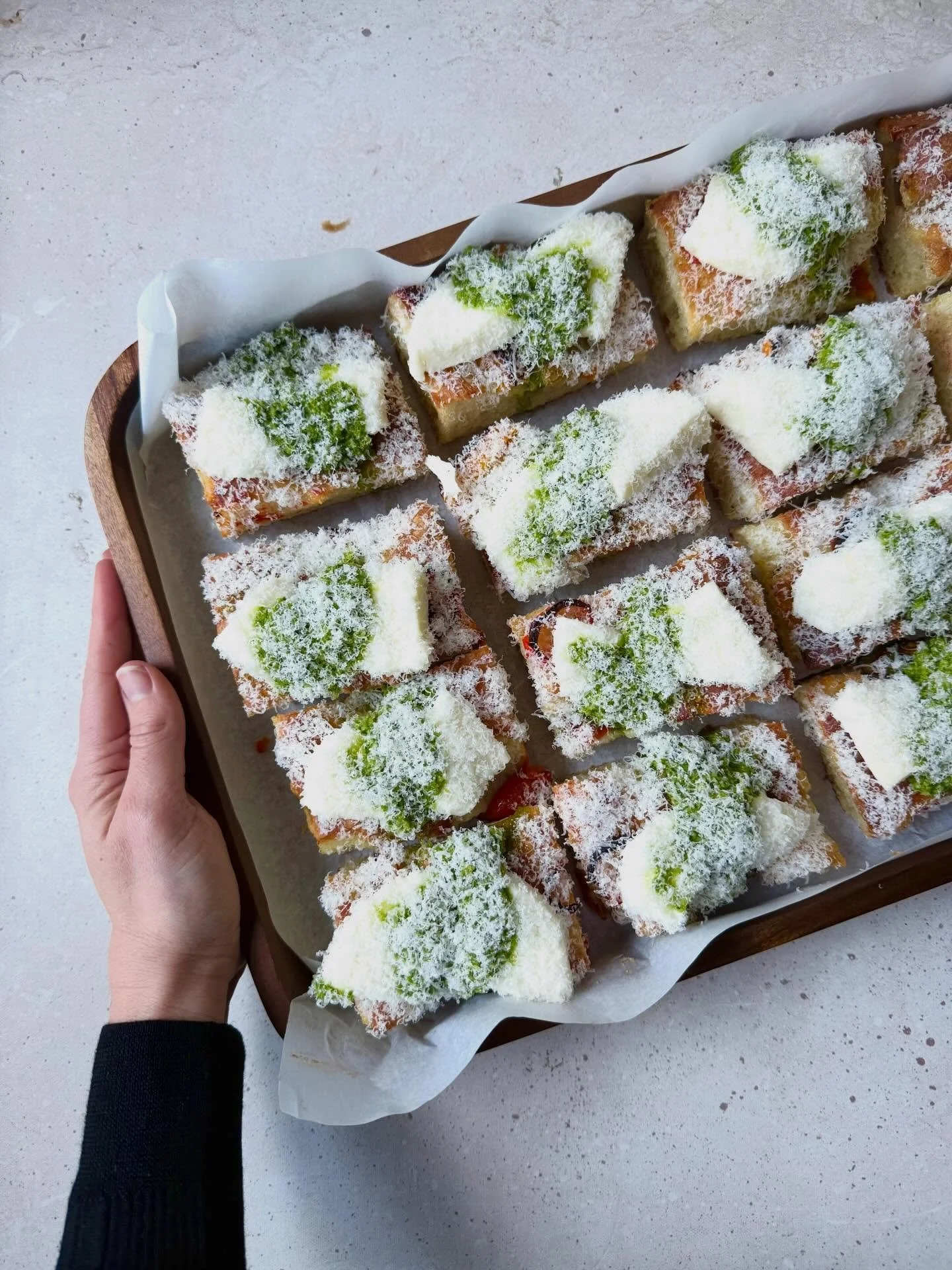 Introducing M&amp;G Focizza! A focaccia pizza hybrid topped with mouthwatering ingredients and the perfect add-on to your next grazing table or lunch order. Swipe 👉🏼 for the close up.
