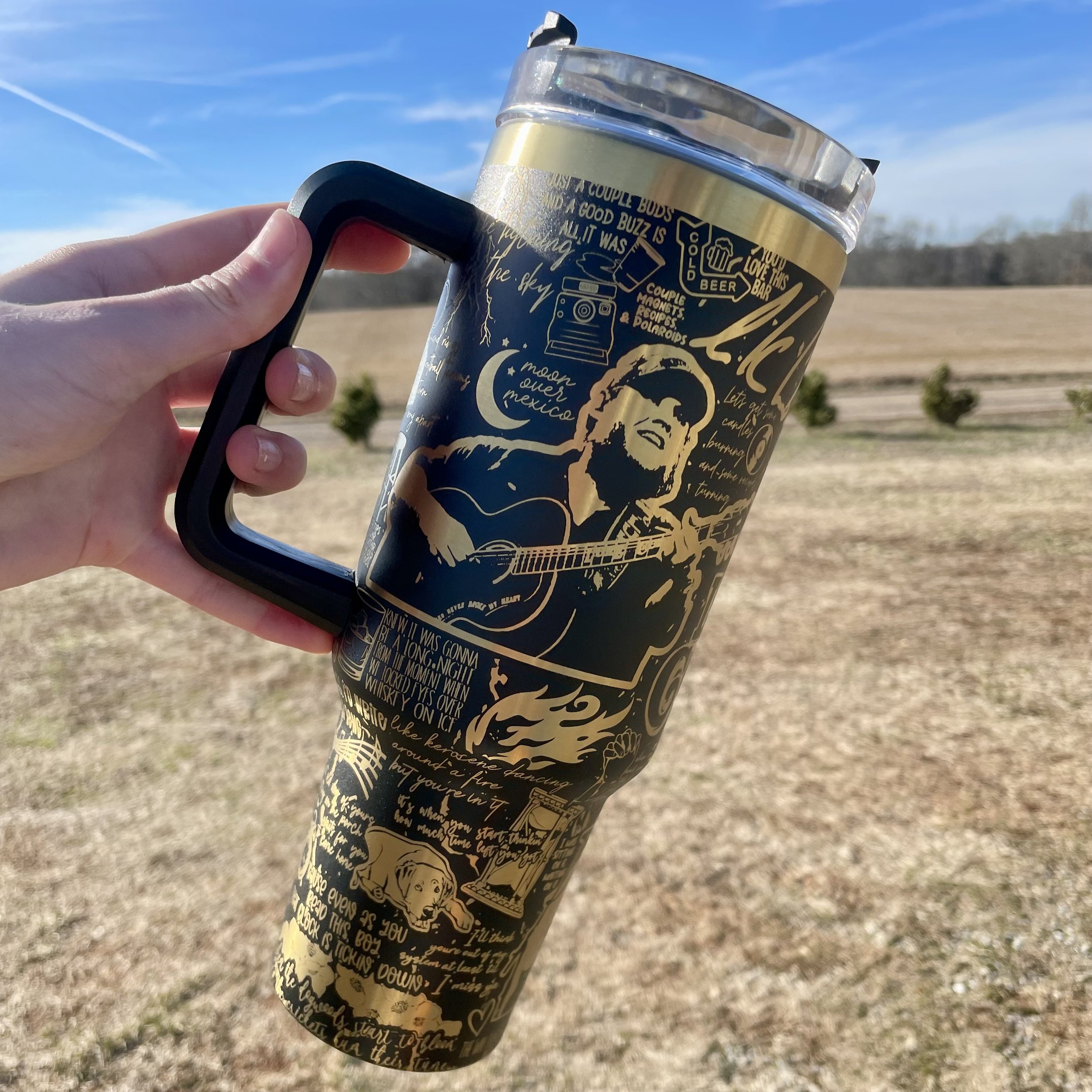 L Combs Signature Exclusive Design Engraved Tumbler, 40oz Cup Capacity, Gift for Country Music Fan and Lovers, Stainless Steel