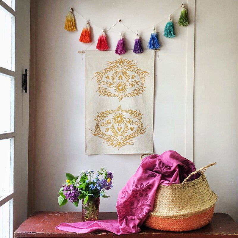 Handmade tassel, gauze scarf &amp; wall hanging by Untold Imprint