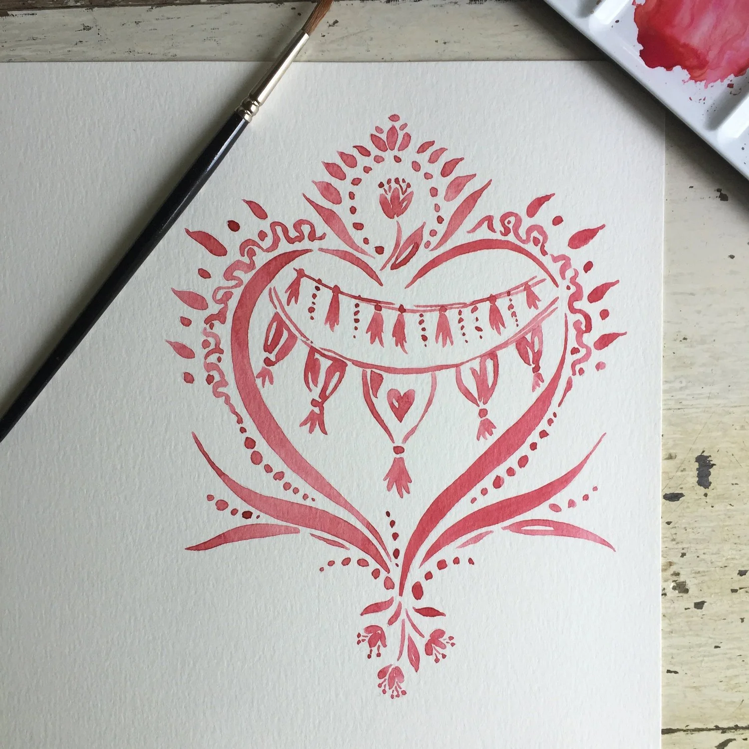 Full Heart watercolor painting by Phoebe Stout for Untold Imprint