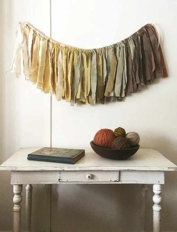 naturally-dyed, torn-cotton garland by Phoebe Stout for Loop London