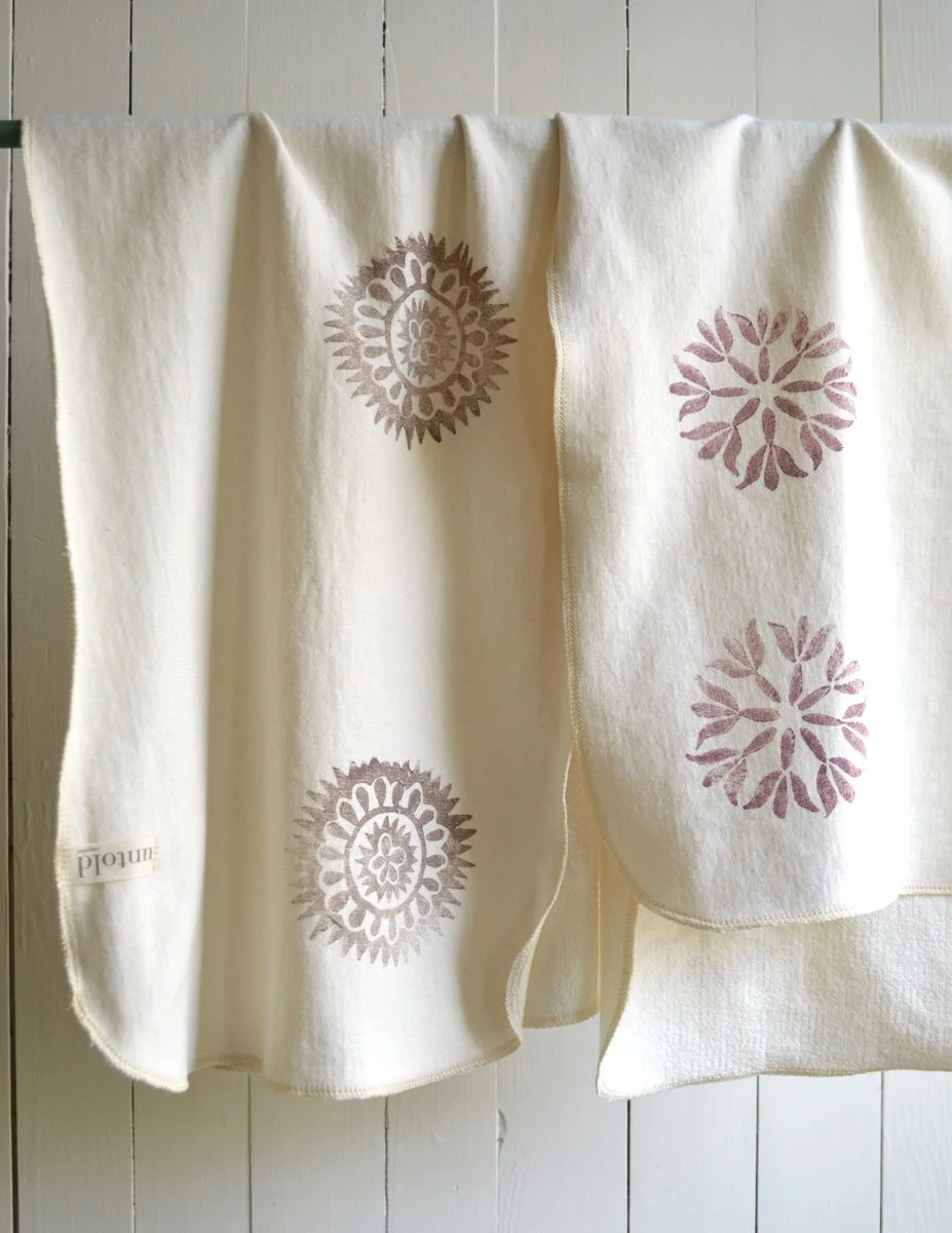 block printed organic towels by Untold Imprint
