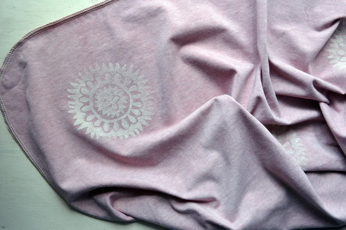 naturally-dyed block-printed baby blanket by Untold Imprint