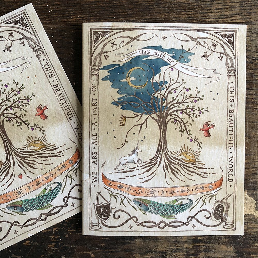 Tree of Life art print cards by Talufane