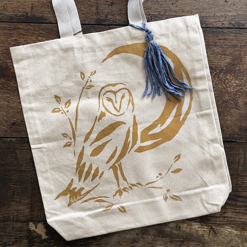 gold Owl printed tote bag by Talufane